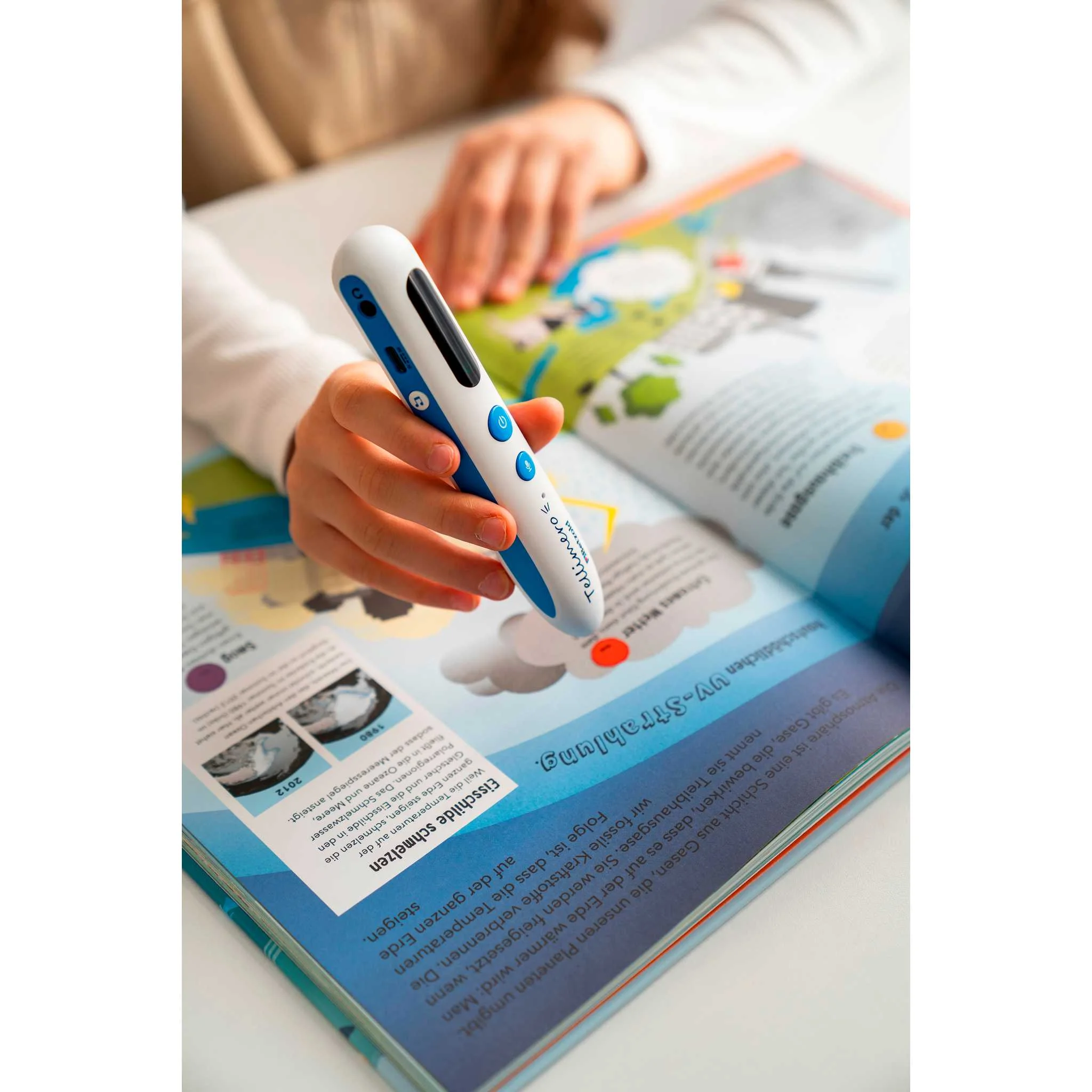 Audiostift, Lernstift, Weiß-blau, Tasten, Lautsprecher