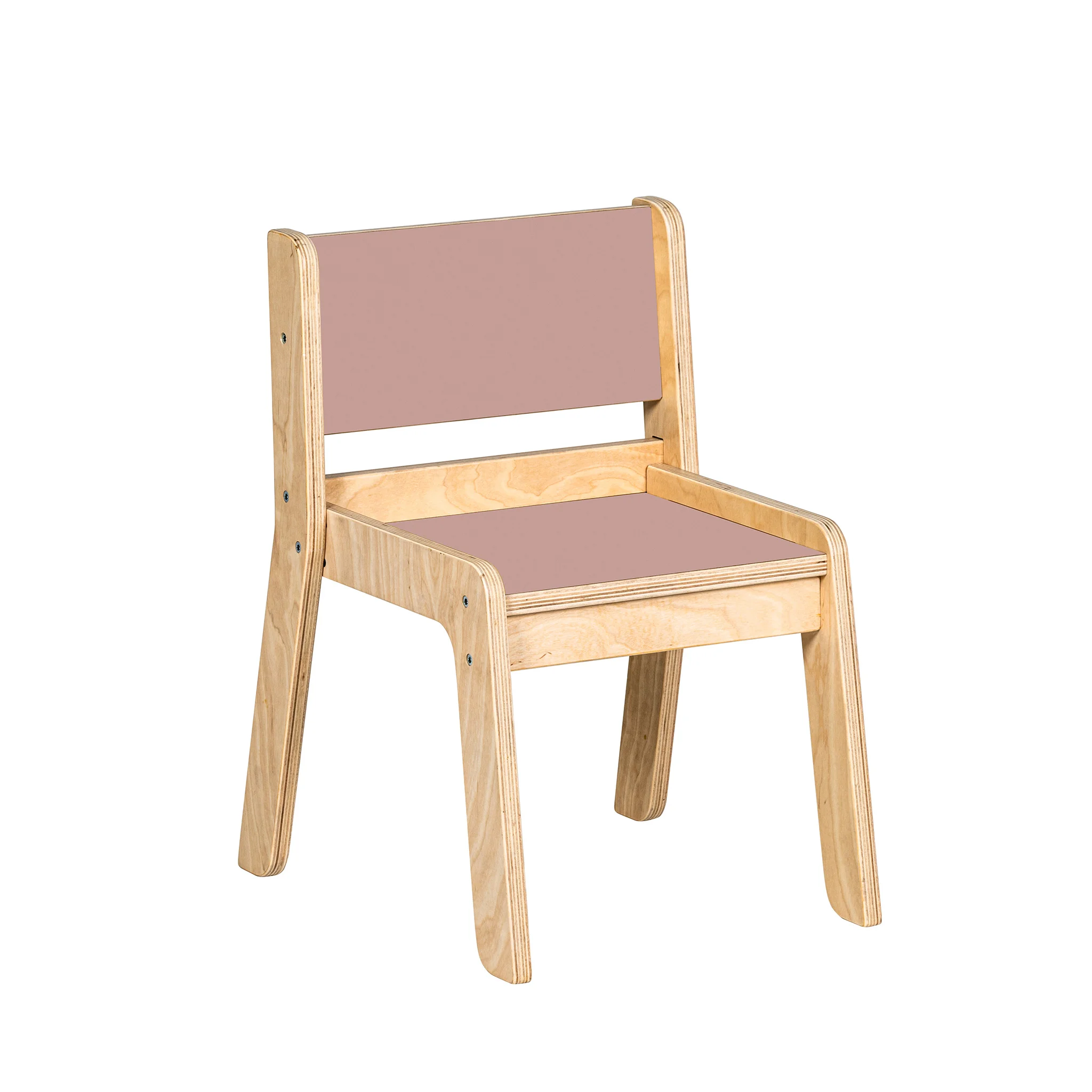 Kinderstuhl, Holzstuhl, Kunststoffauflage, Rosa, Stuhl mit Rückenlehne