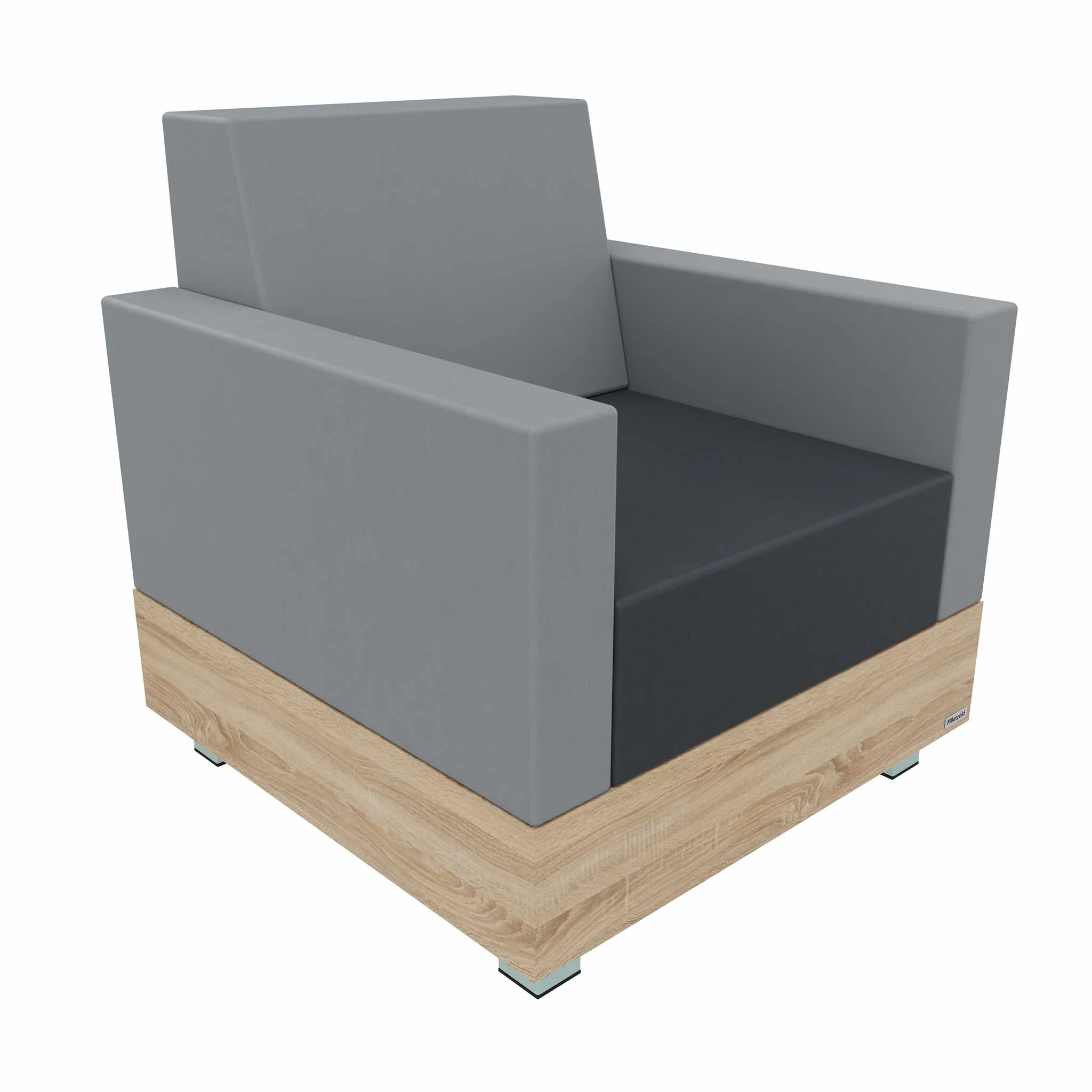 Armchair, Grau, Polsterstuhl, Holzbasis, Skidfrei