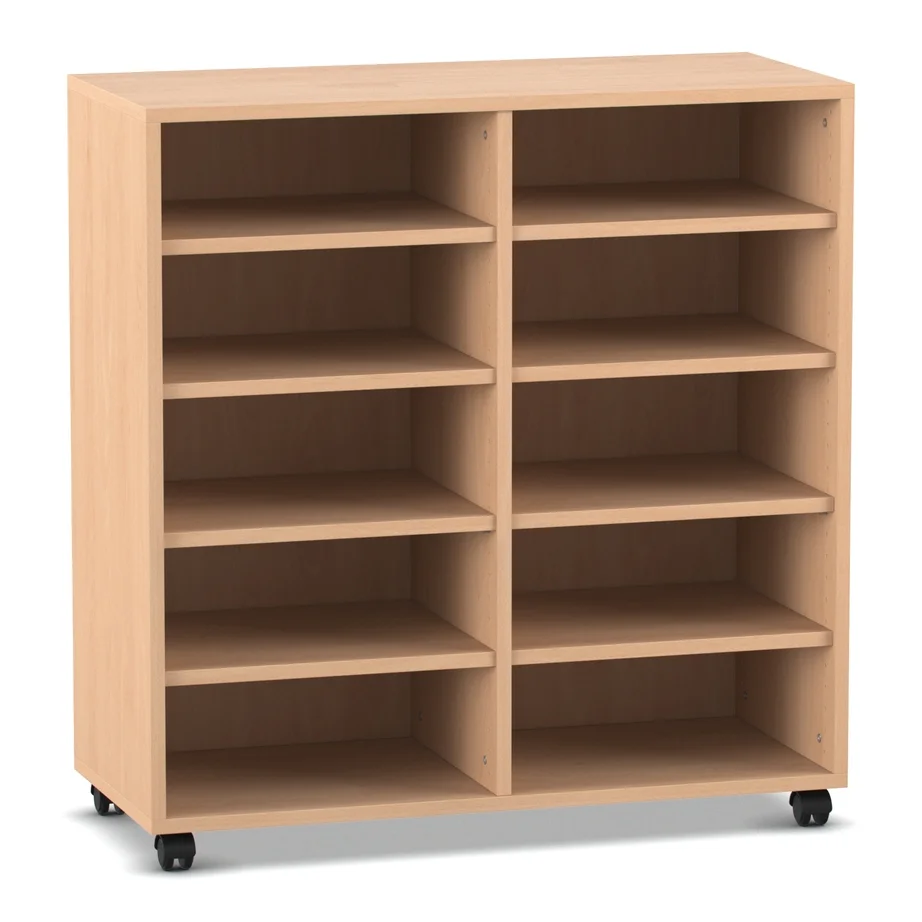 Klassenregal, 98 x 40,8 x 94,1 cm, mit 10 Fächern, Buche hell