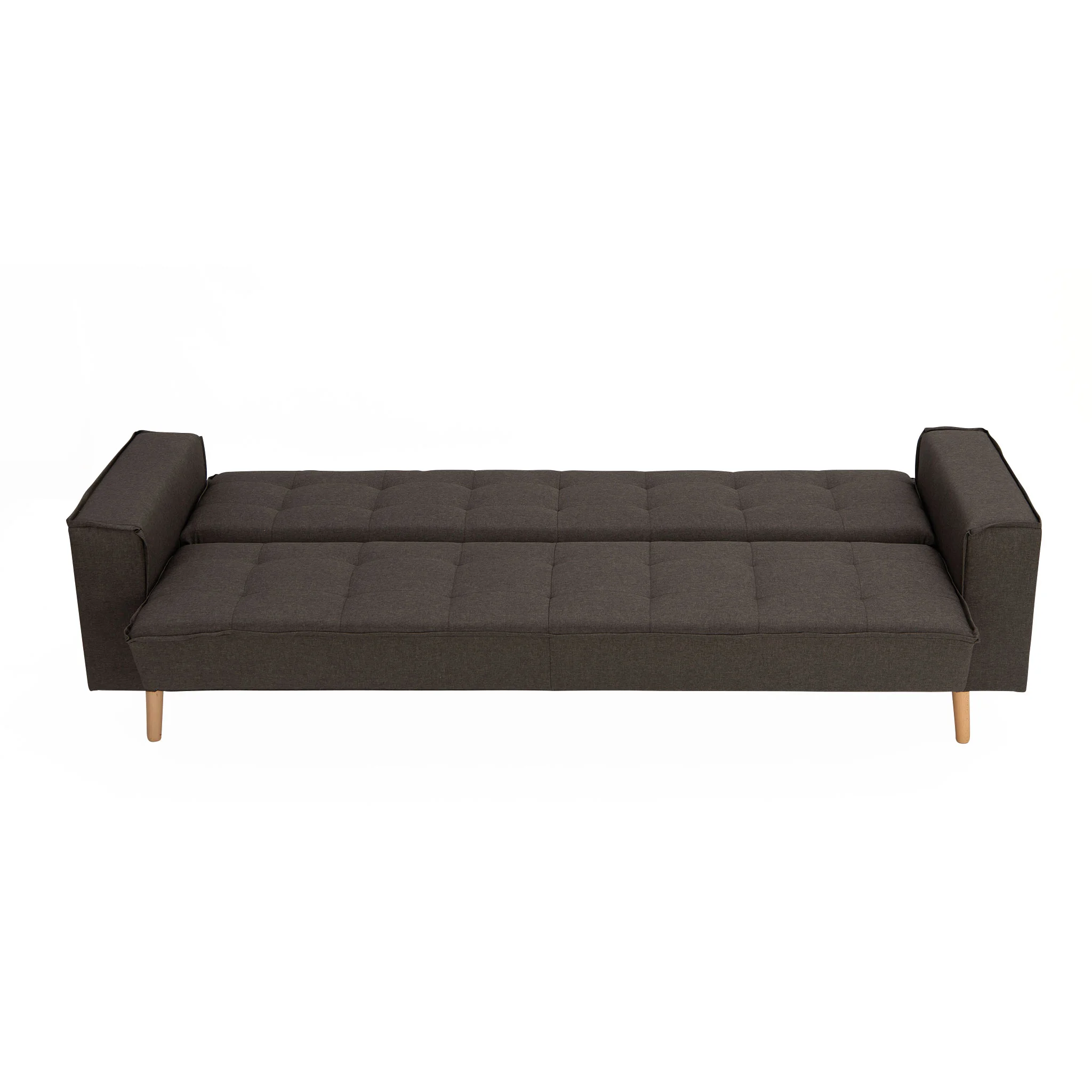 Sofa, Schlafsofa, Braun, Stoff, Holzbeine