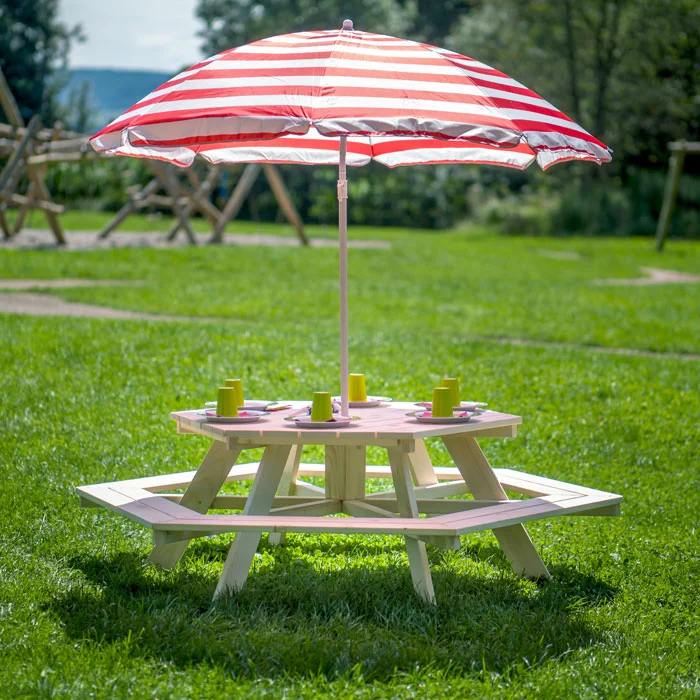 Strand-/Garten-Picknicktisch, Picnictisch, Picknicktisch, Sonnenschirm, Holz/Plastik-Picnictisch