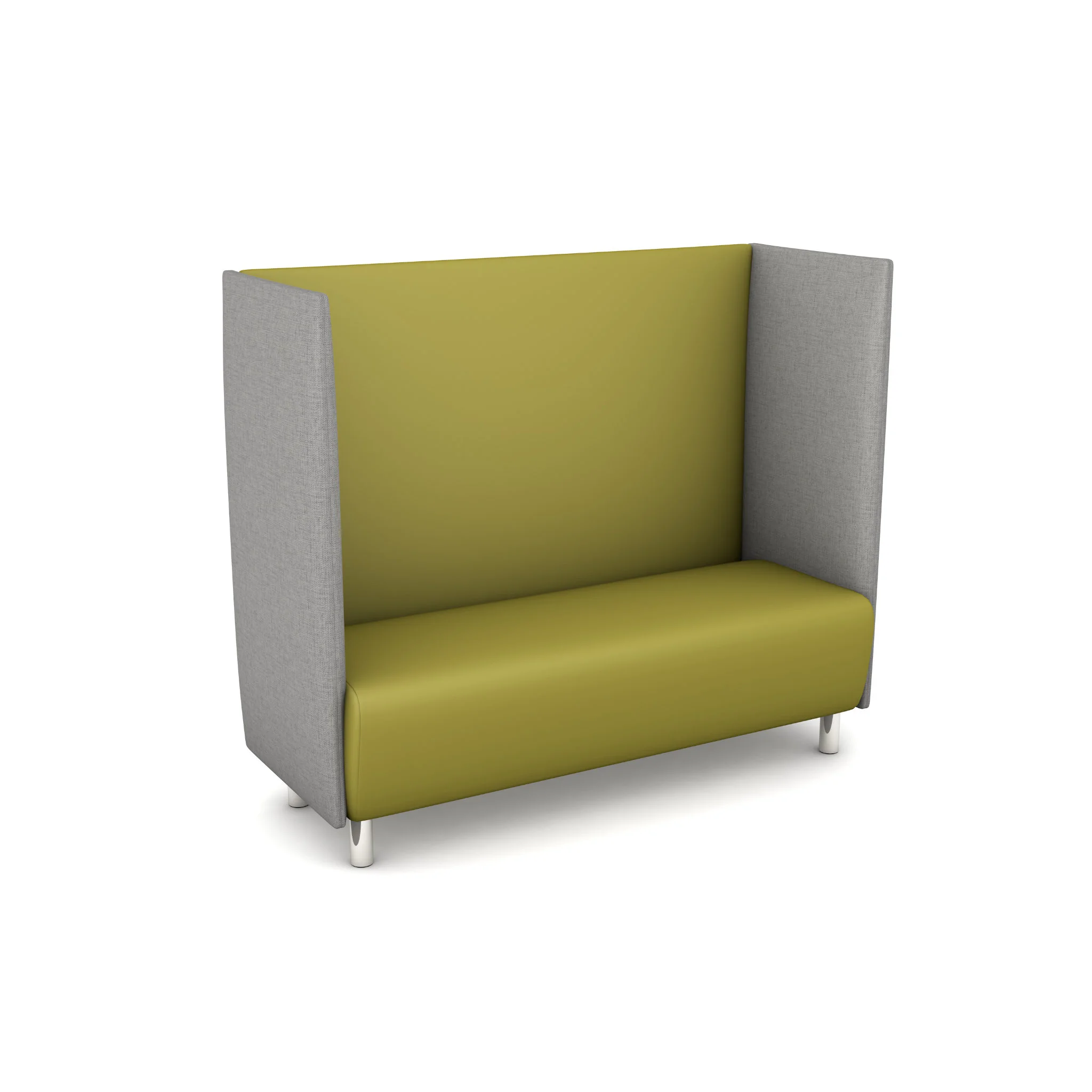 Bodentisch, Sofa-Divане, gelbe Polsterung, graue Seiten, hochbacken-Booth
