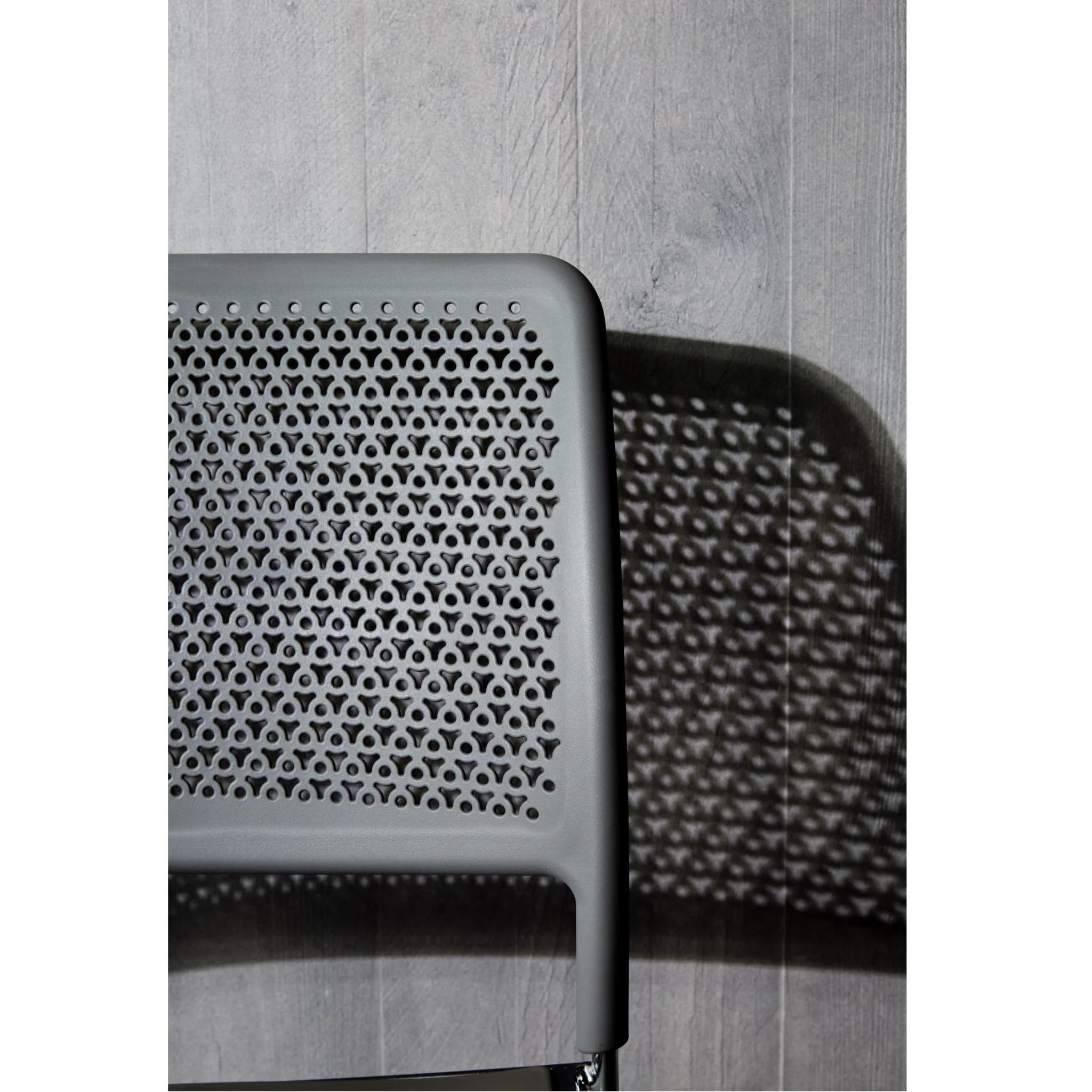 Stuhl, Gitterstuhl, Perforation, Grau, Sitzmöbel