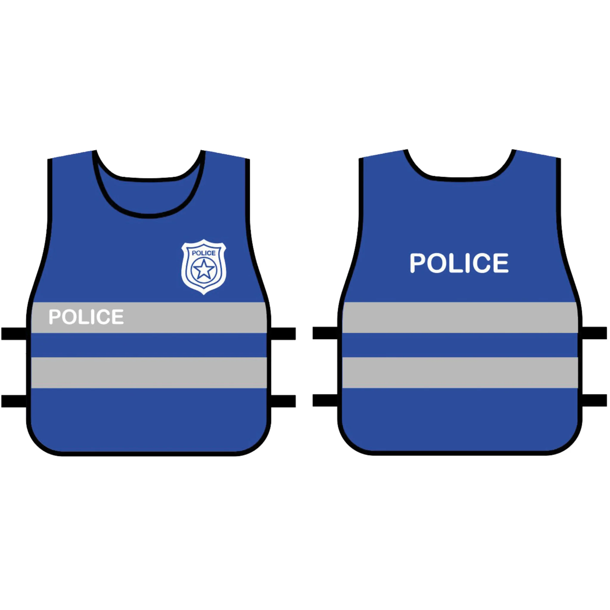 Schutzweste, Polizeiweste, Reflektierende Streifen, Blau, Marke sichtbar?