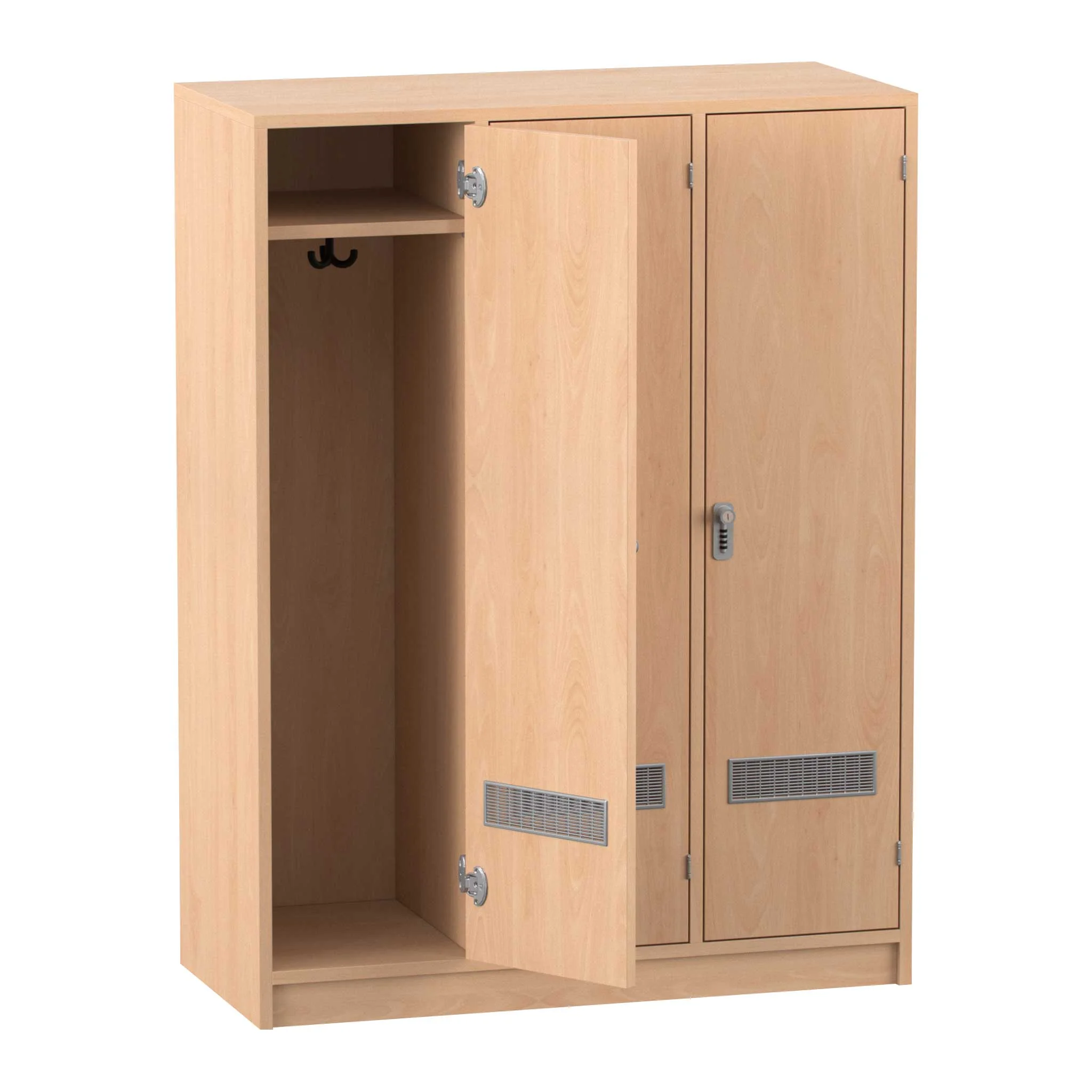 Schrank, Schuhschrank, Garderobe, Holzoptik, Metallbelüftung