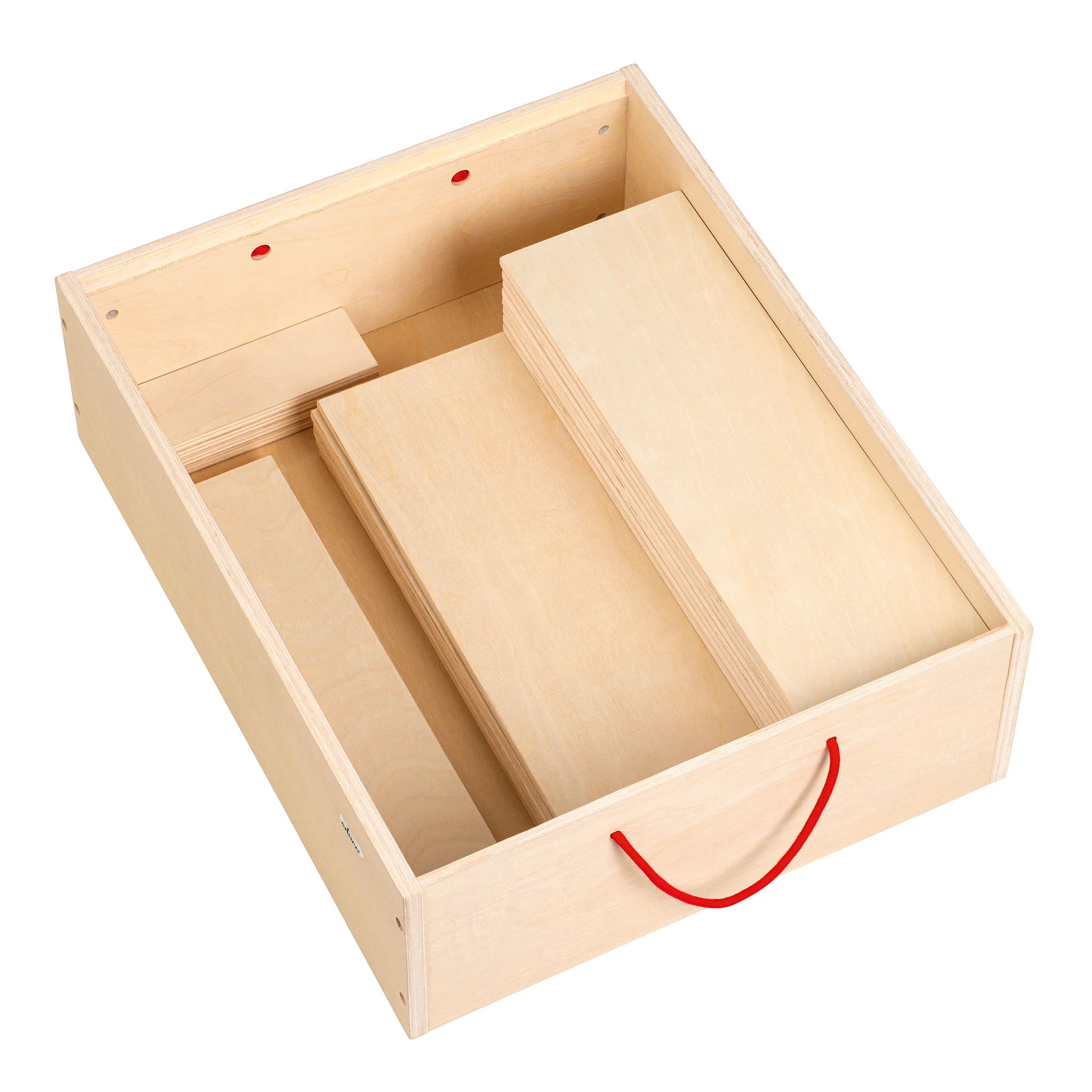 Holzbox, Holzkiste, Aufbewahrung, Schubladenbox, Tragegriff_rot