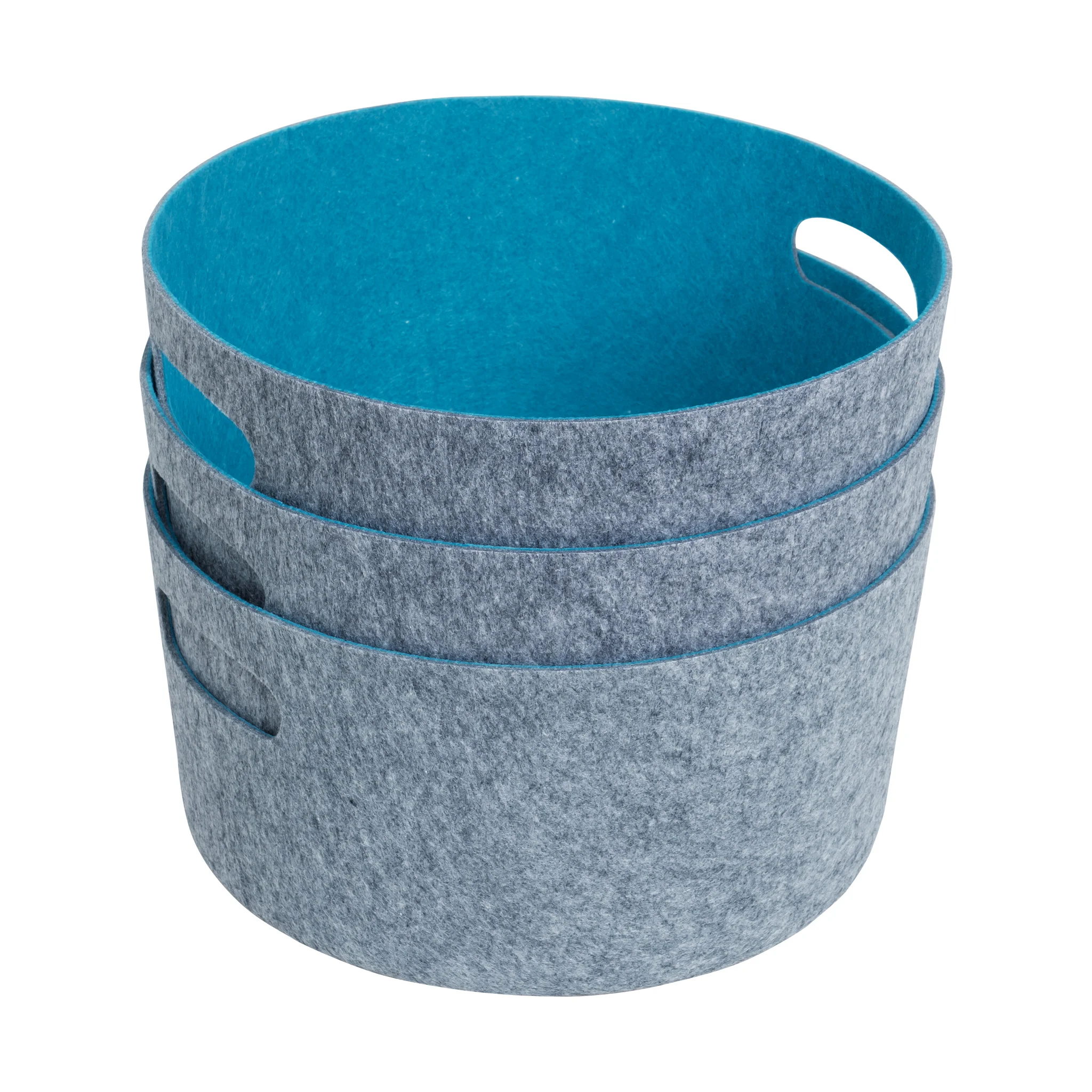 Wäschekorb, Aufbewahrungskorb, Filzkorb, grau, blau
