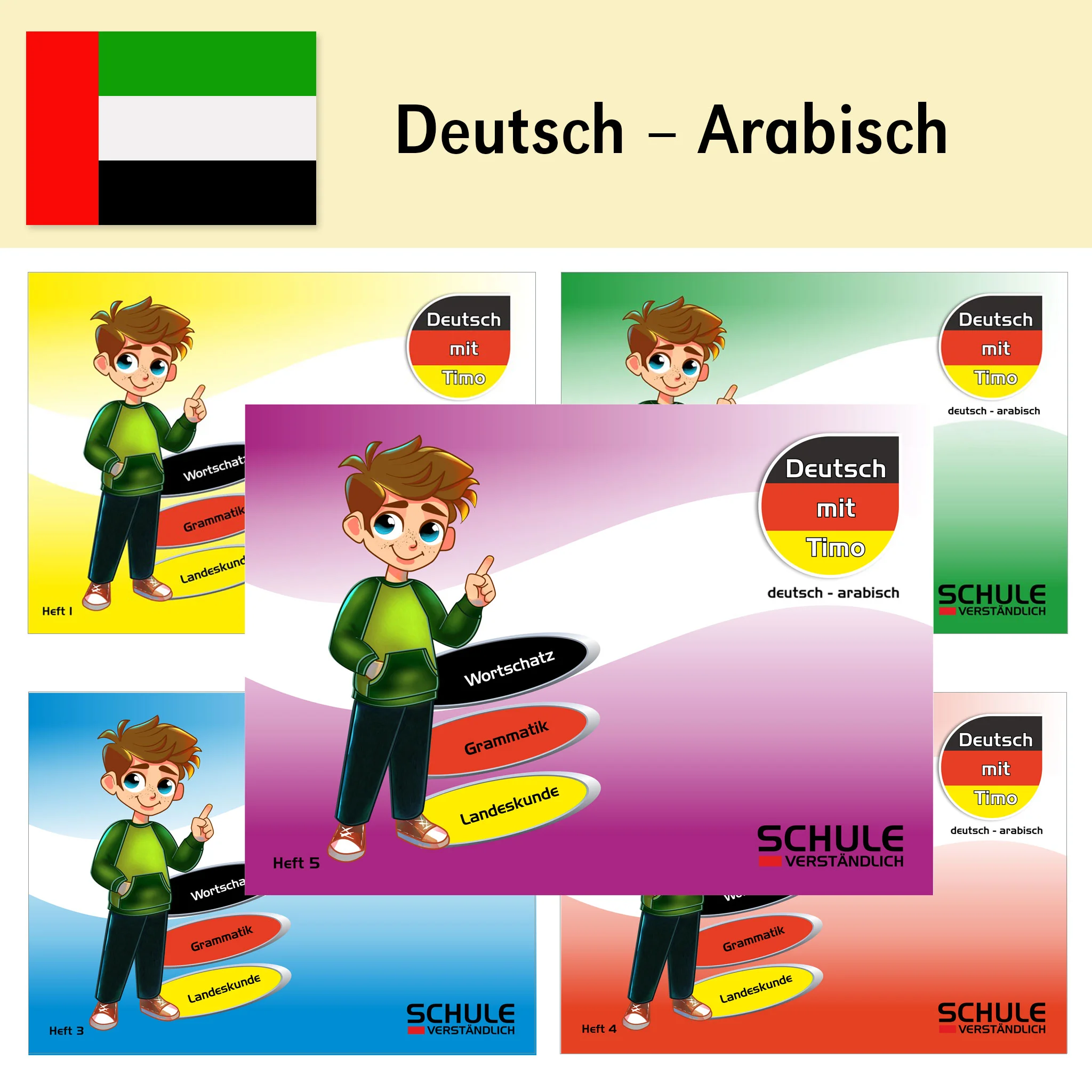 Deutsch, Arabisch, Lernheft, Wortschatz, Grammatik