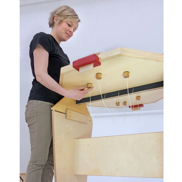 Arbeitsbank, Schreibtisch, Holz, Kunststoffbeschläge, Montage