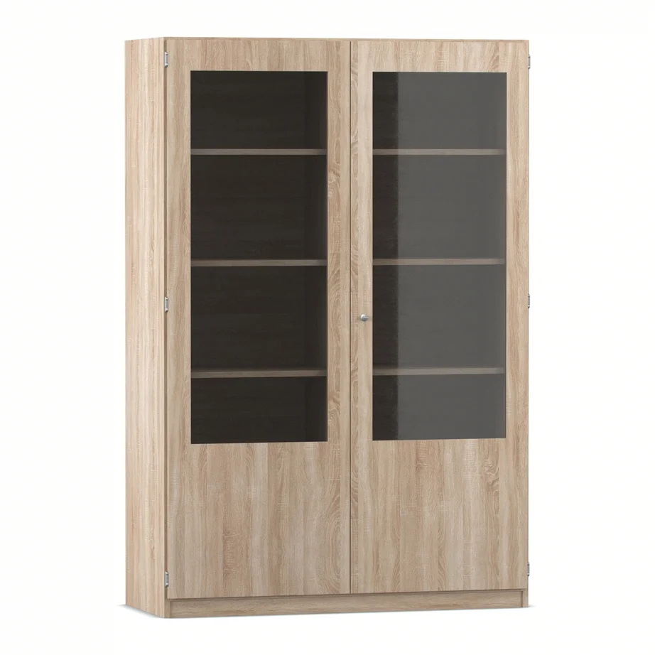 Vitrine, Schrank, Holzoptik, Glasfront, Regal