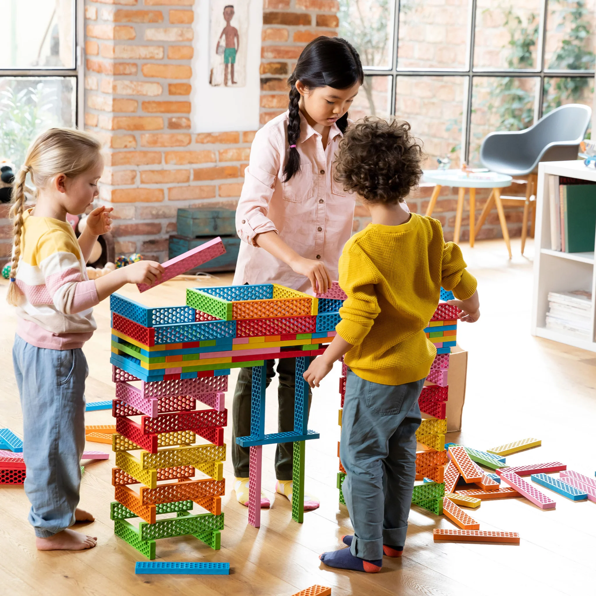 Bausteine, Kunststoffstein, Konstruktionsspielzeug, bunte Steine, Kinderzimmer Spielset