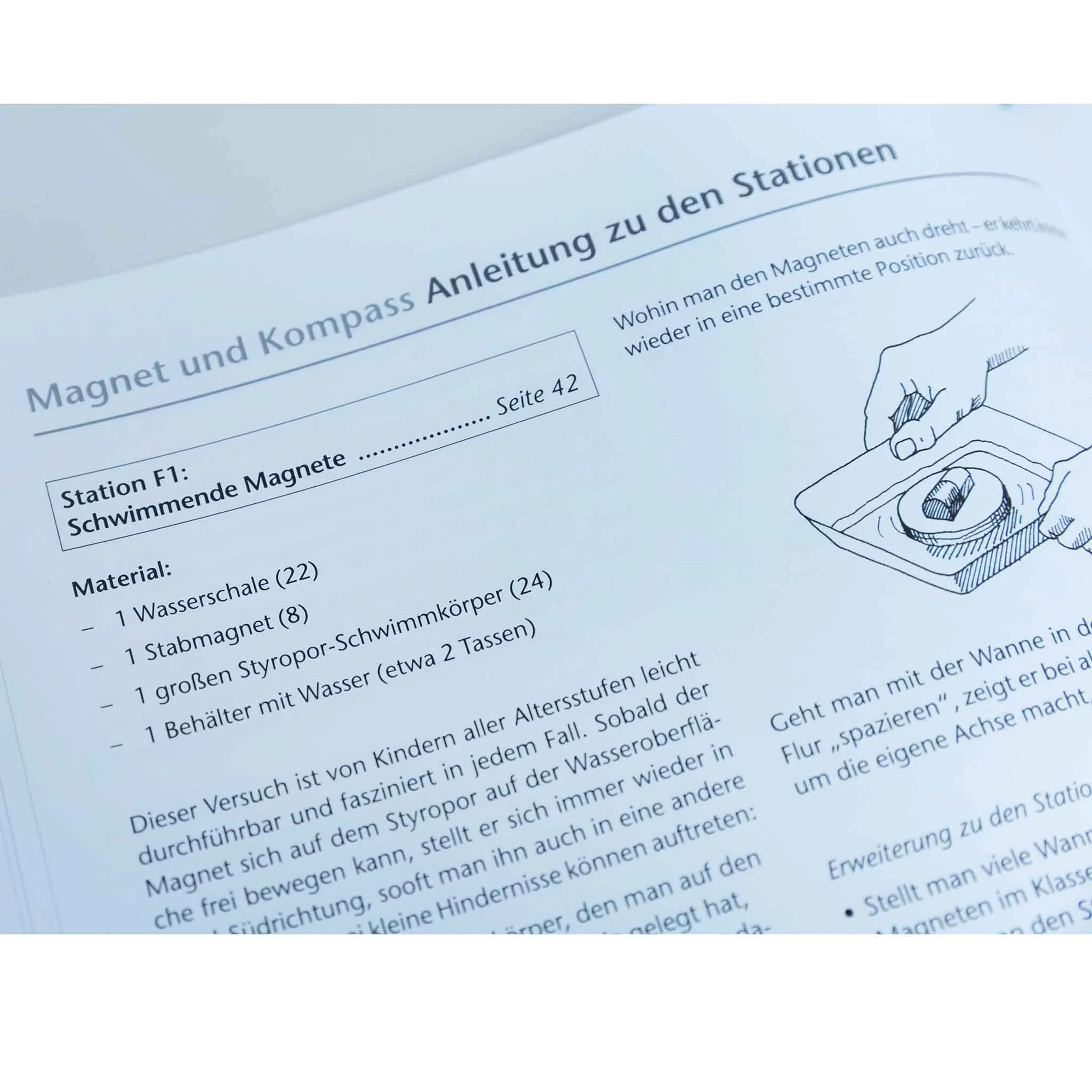 Magnet, Anleitung, Schwimmender Magnet, Wasserschale, Station F1