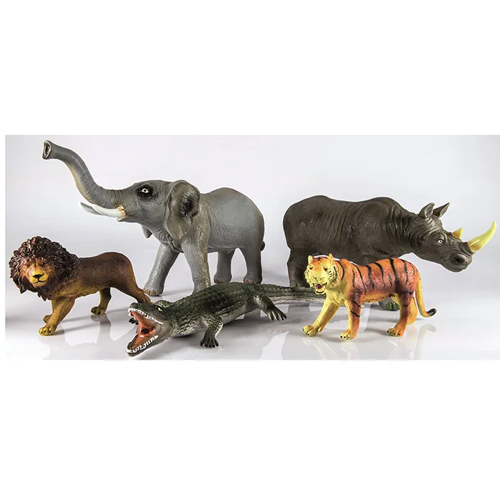 Spielzeugfiguren, Dschungeltiere, Elefant, Löwe, Krokodil
