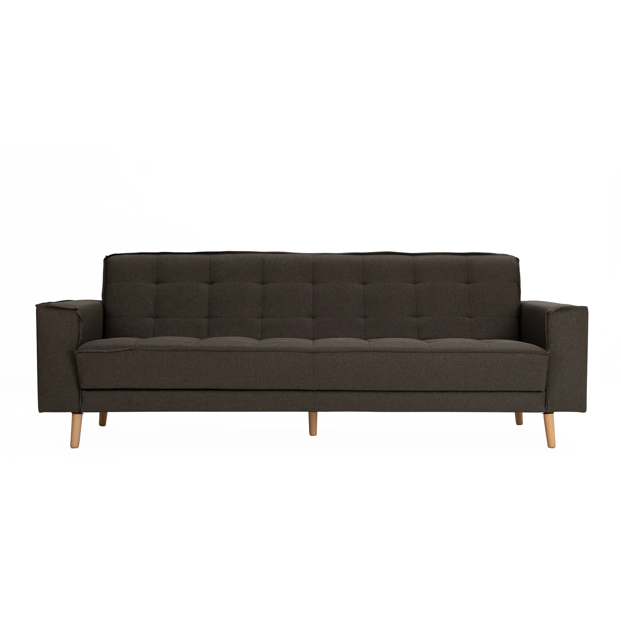 Sofa, Drei-Sitzer, Braun, Holzbeine, Gepolstert