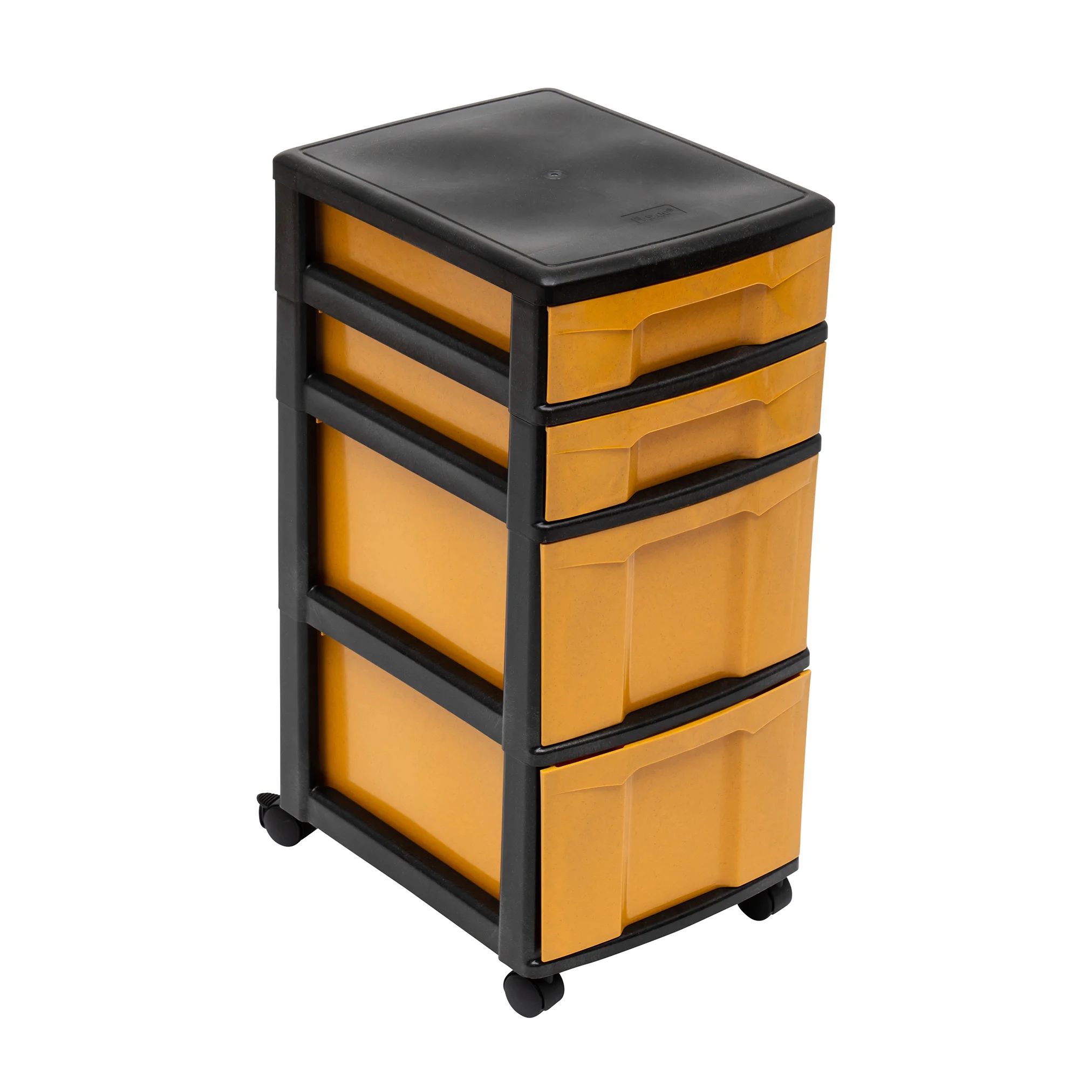 Flexeo® Rollcontainer mit 2 flachen und 2 hohen Boxen, Schwarz