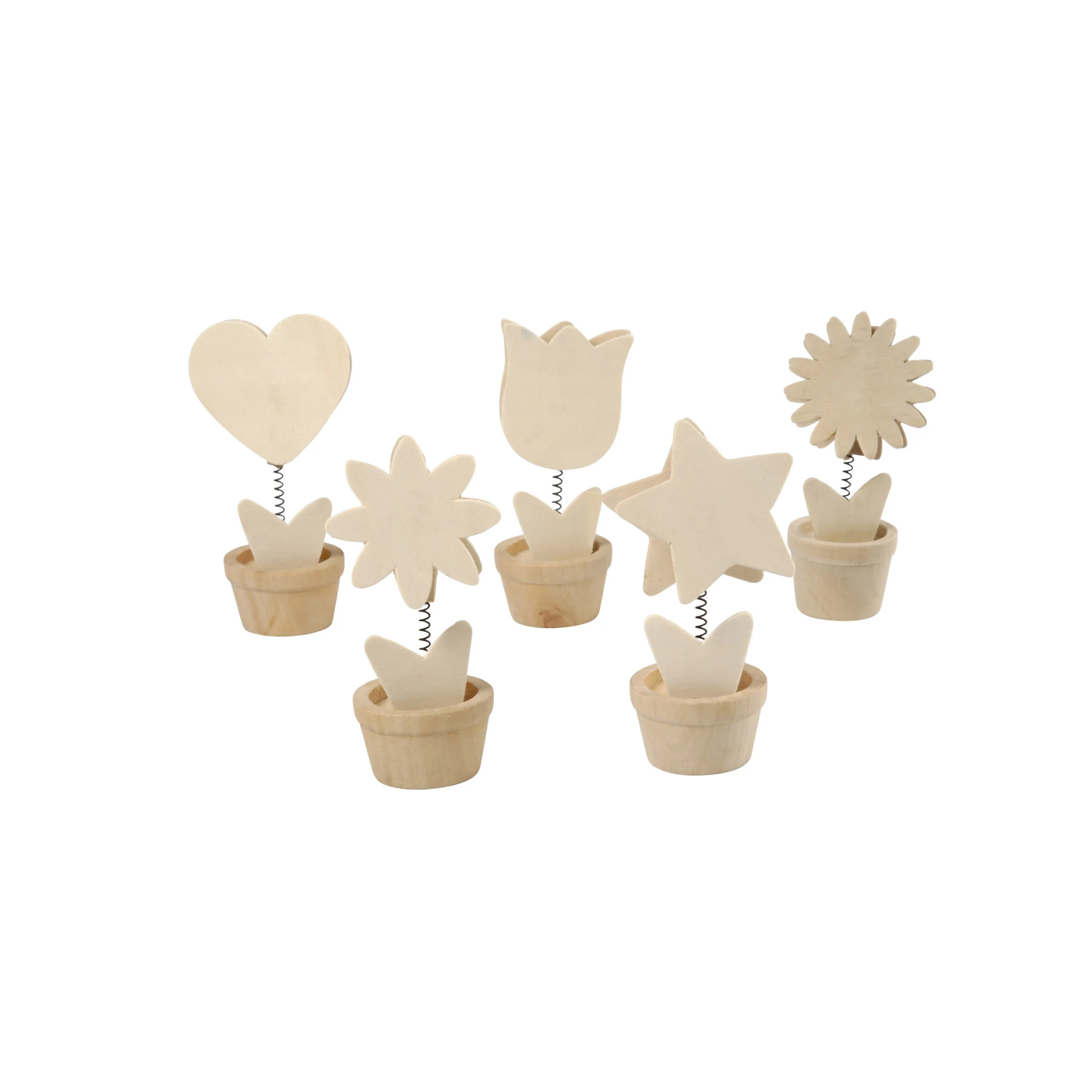 Holzdeko, Stecker mit Feder, Herzform, Sternform, Blumenform