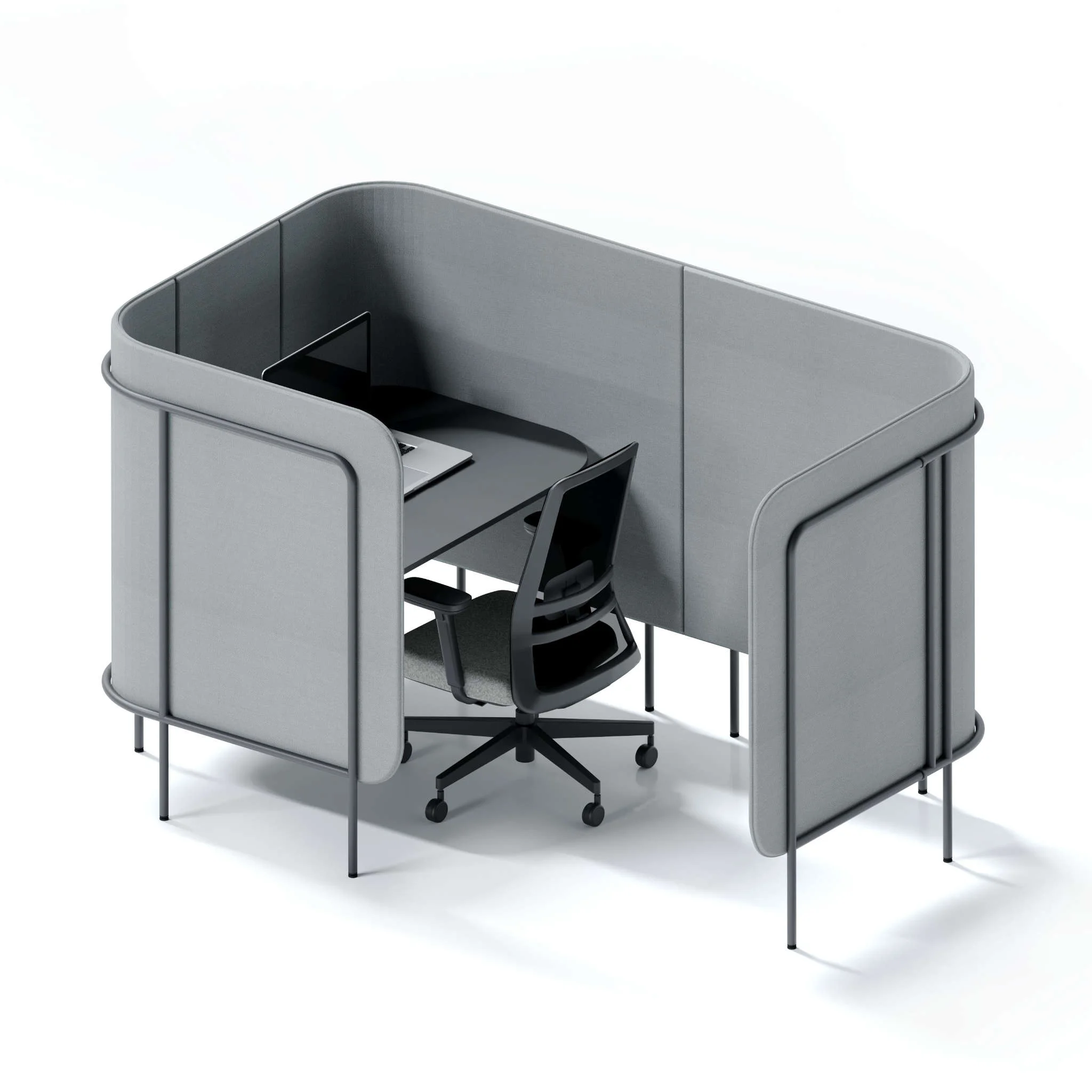 Arbeitsplatz, Büroarbeitsplatz, Sitz- und Tischkombination, Schreibtisch-Nische, Trennwand-Kabine