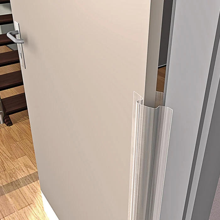 Garderobentür, Schiebetür, Klarer Kunststofffalz, Garderobe, Metallic-Rahmen
