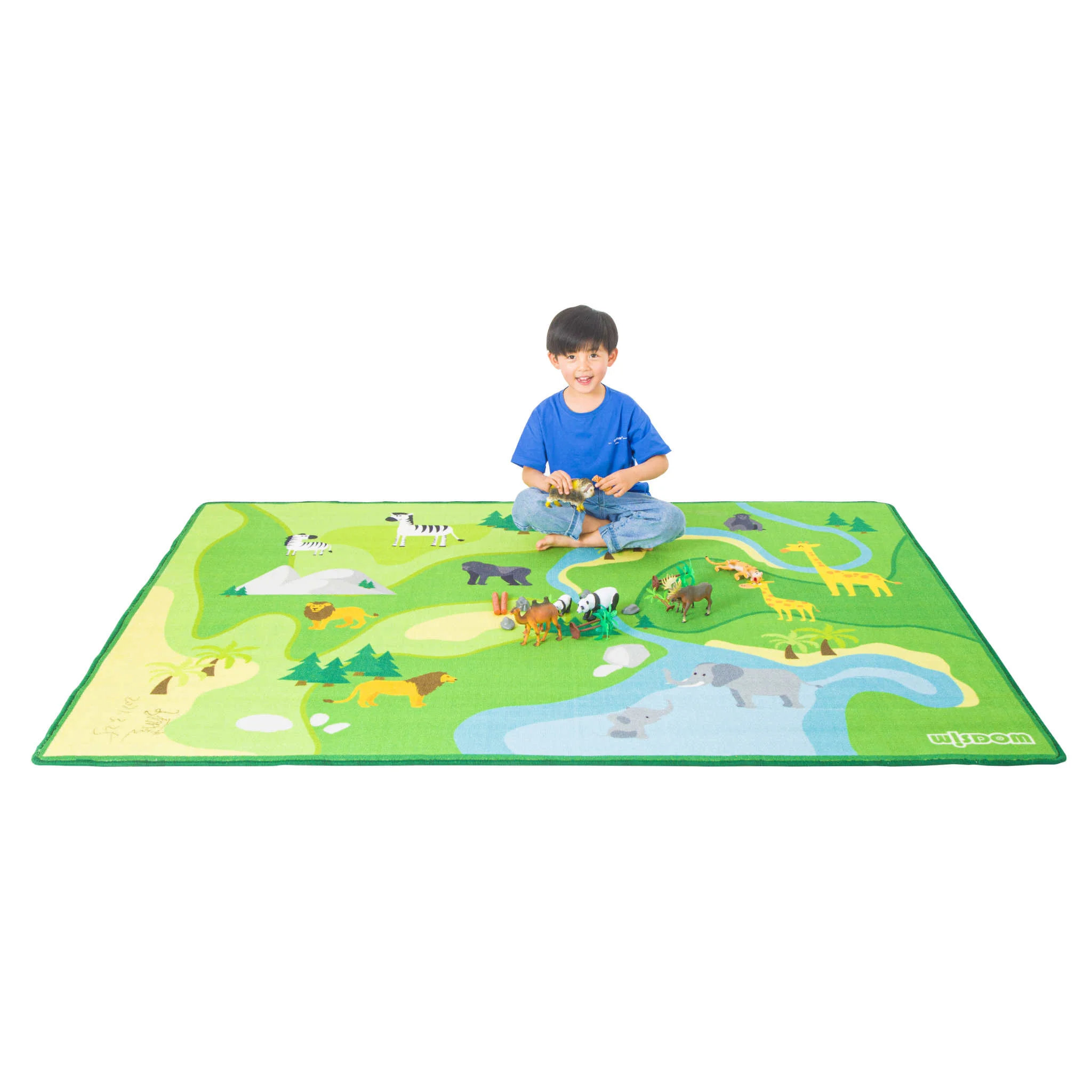 Spielteppich, Kinderteppich, Tiermuster, grün, Spielmatte