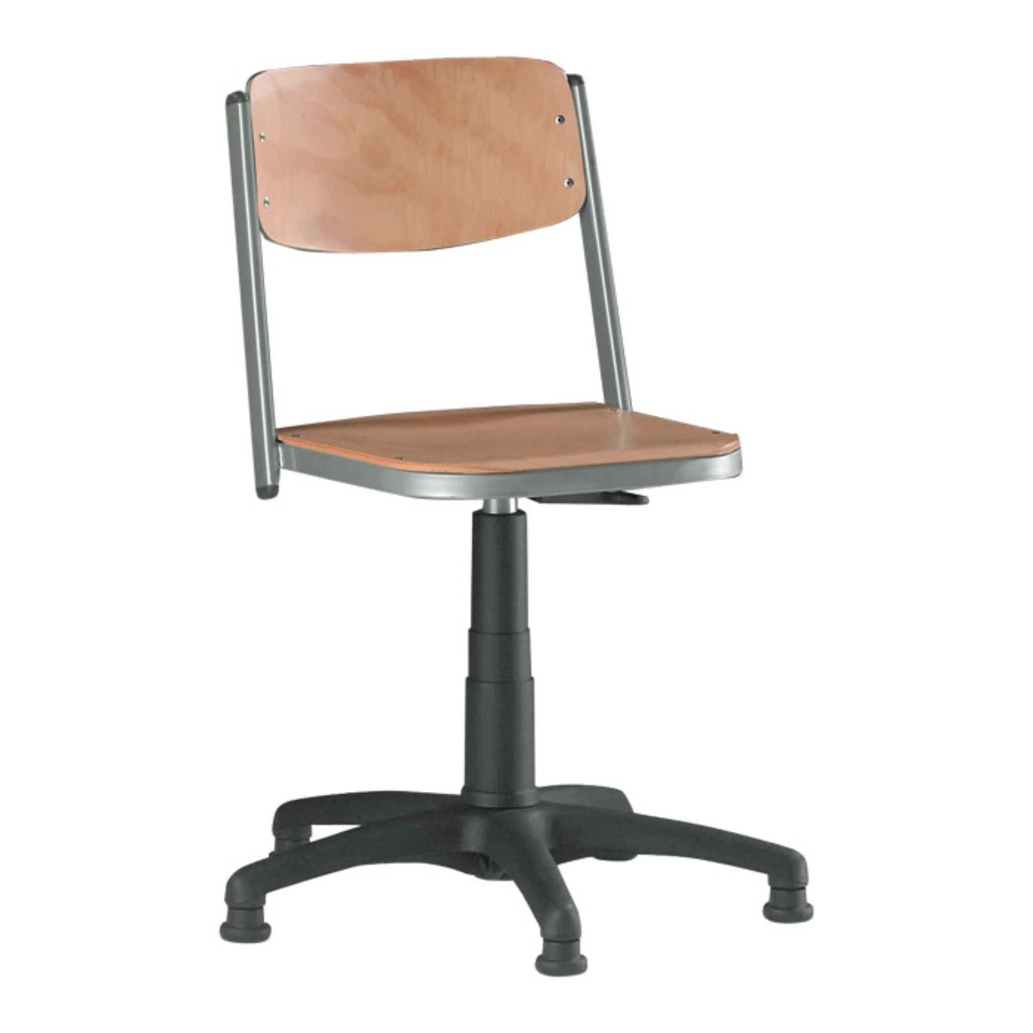 Bürostuhl, Holz Sitz, Metallgestell, Drehstuhl, Beinrad