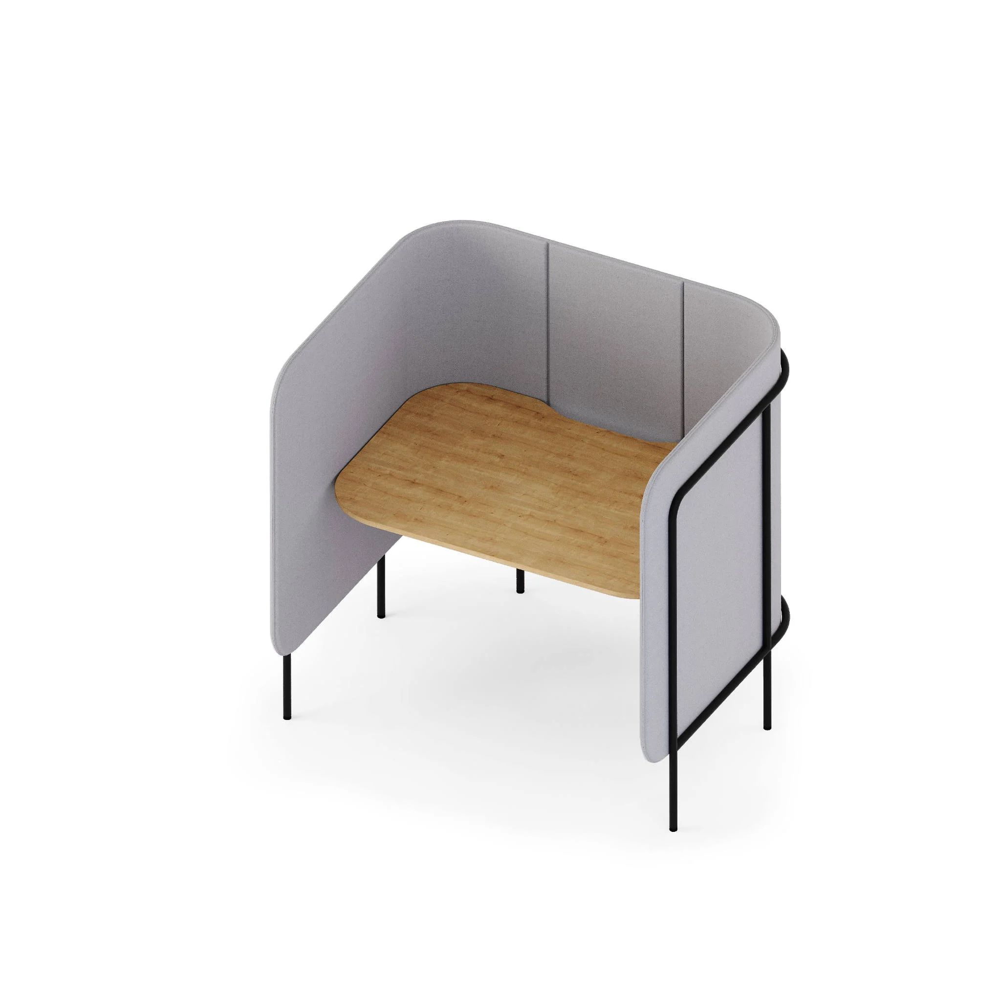 Sitzbank, Sessel mit Trennwand, Holzplatte, Grau, Metallbeine
