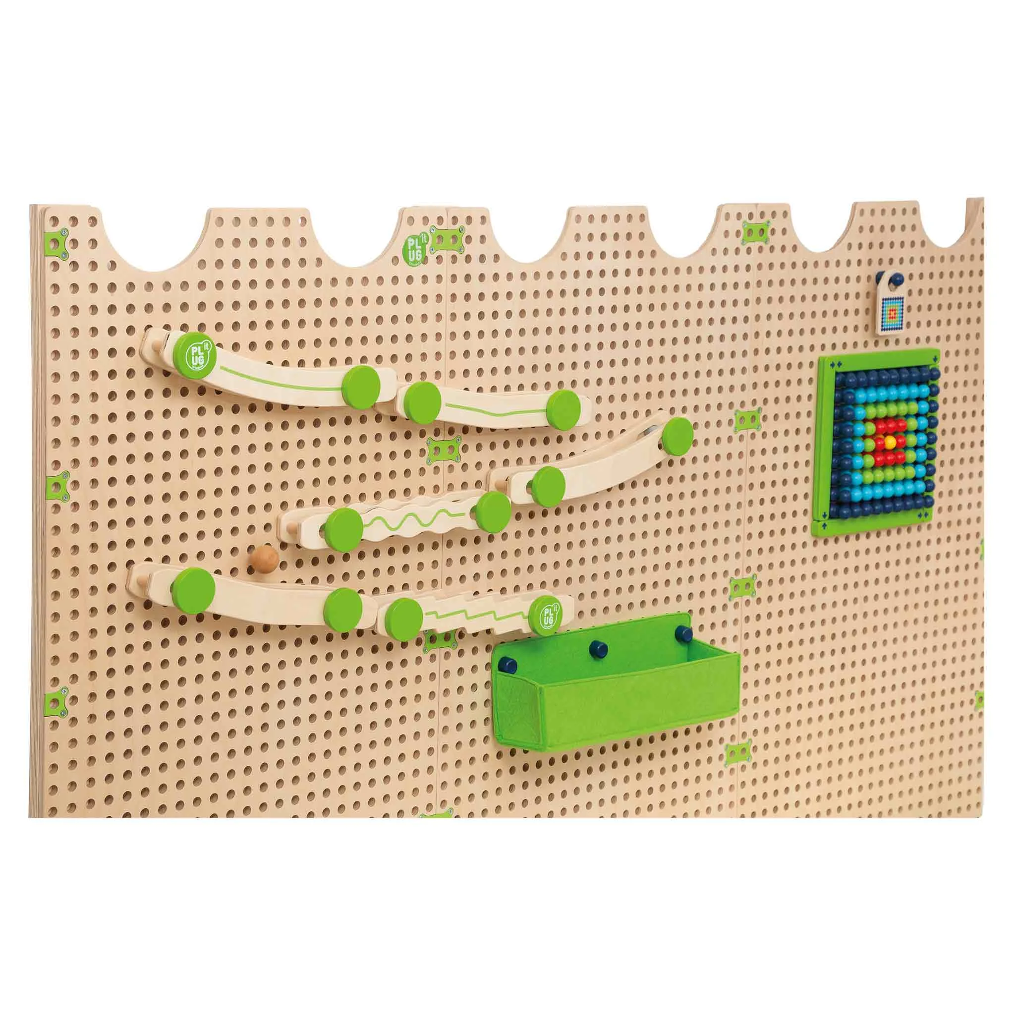 Pegs, Pegboard, Knöpfe, Grün, Holzbahn