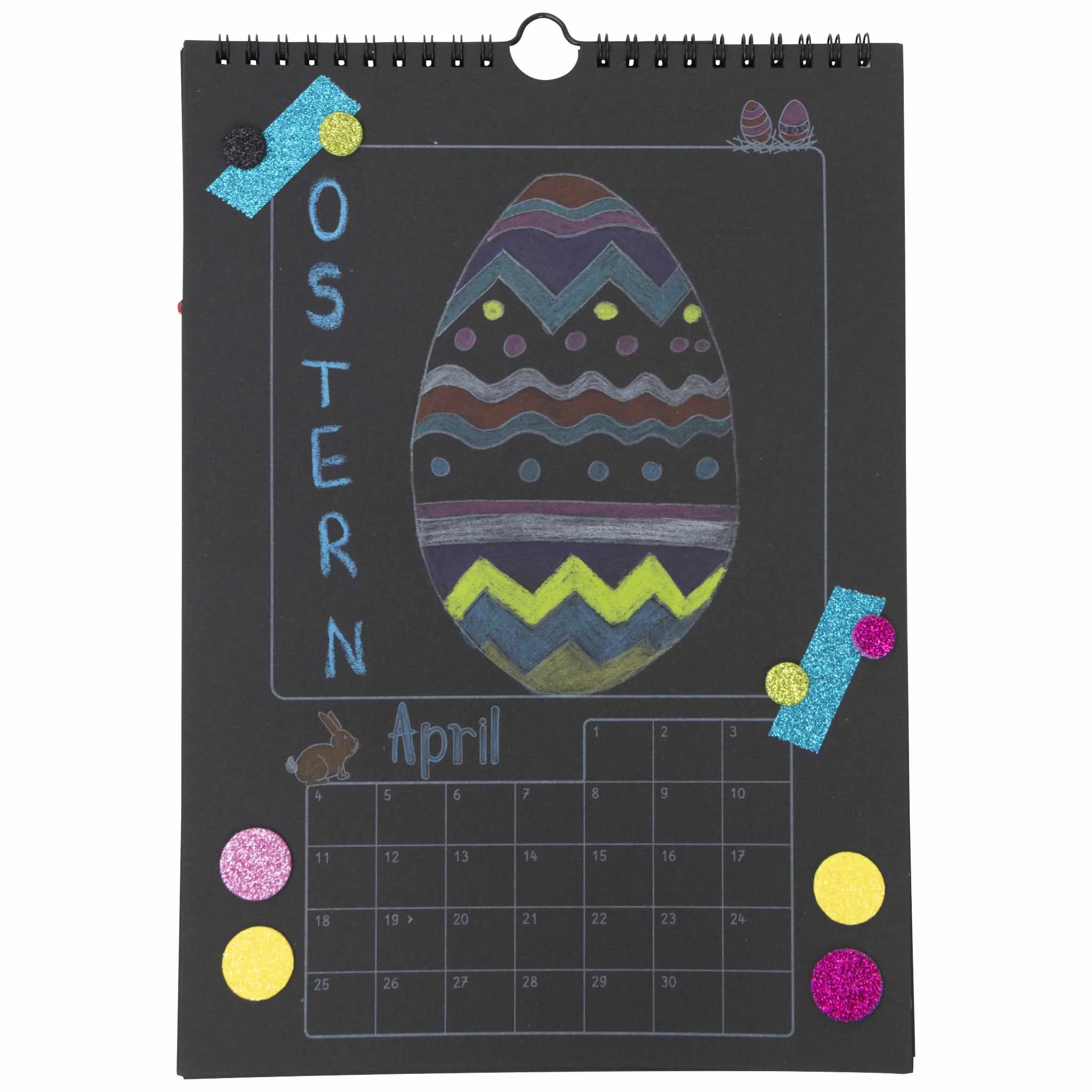 Osterei, Osterkalender, Kalender, Kreidekunst, Tiermotiv