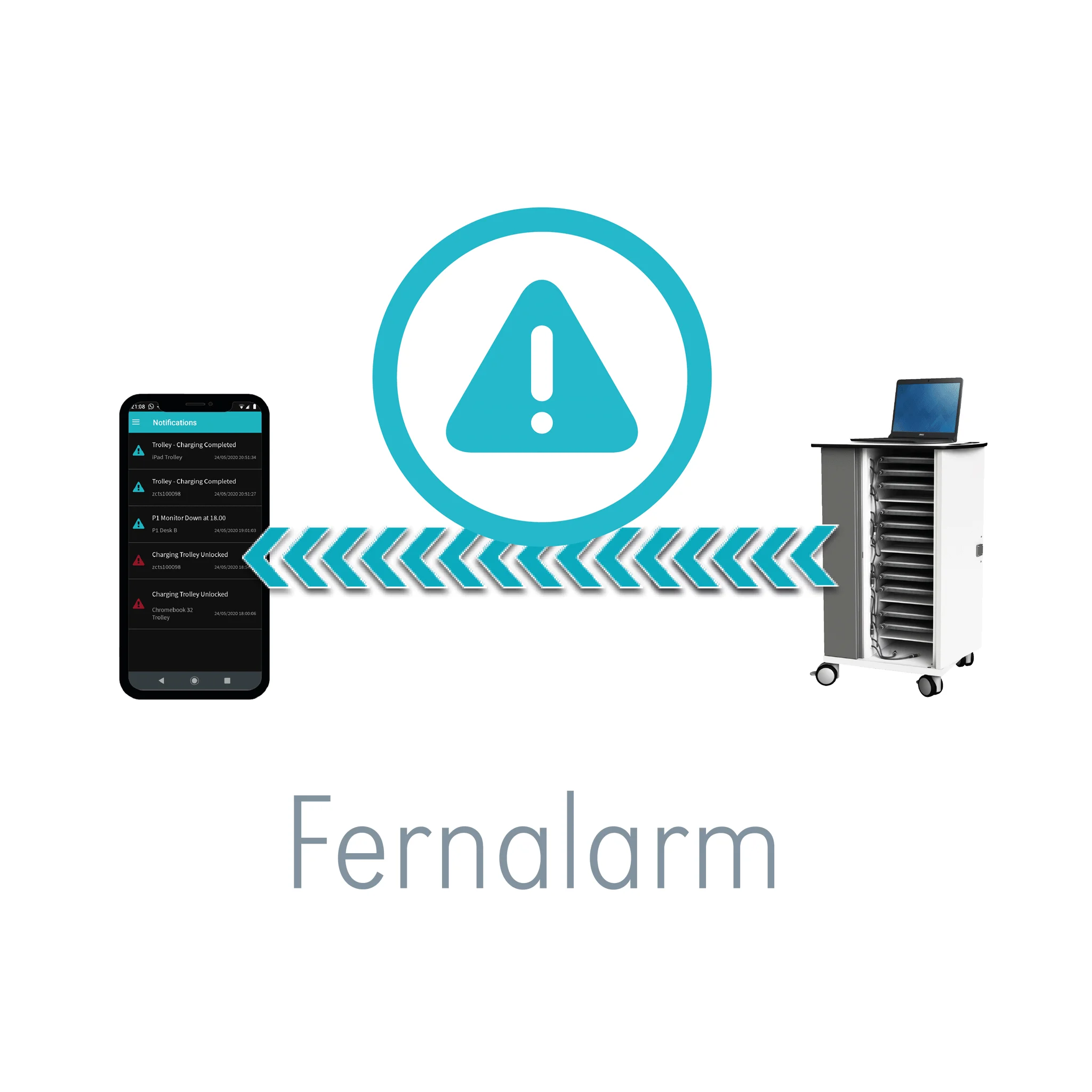 Fernalarm, Alarmanlage, Fernsteuerung, Kühlraum-Trolley?, Monitore-App