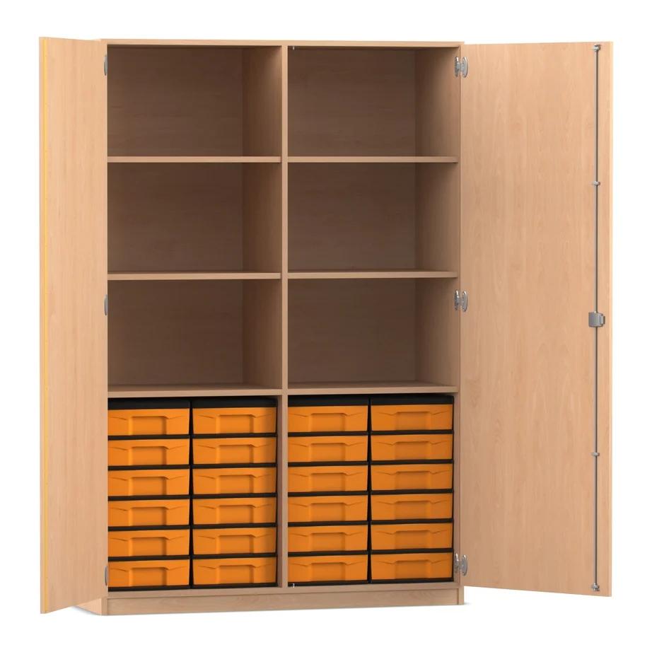 Klassenschrank XL - 24 flache Boxen, Buche hell