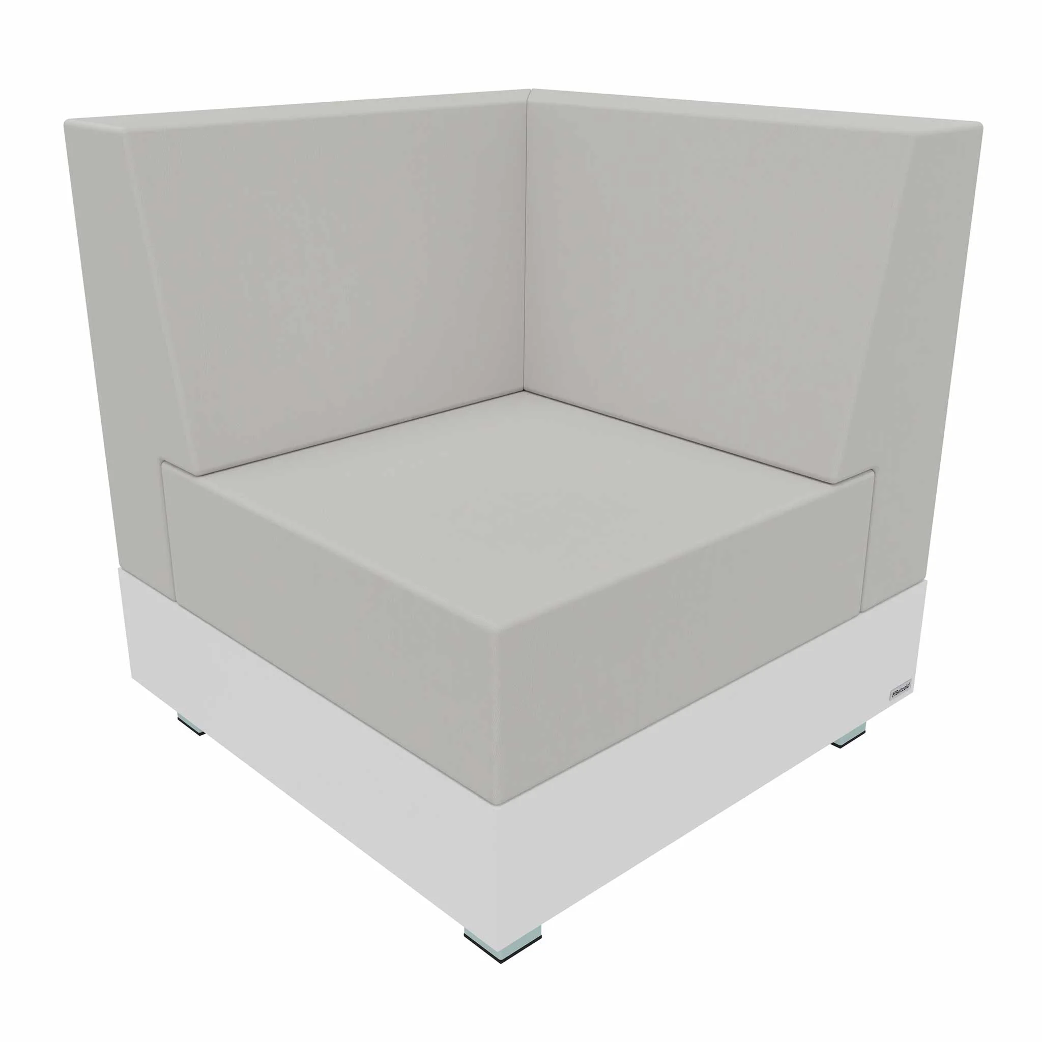 Lounge-Sessel, Eckstuhl, weiße Polsterung, modulare Möbel, Niedrige Rückenlehne