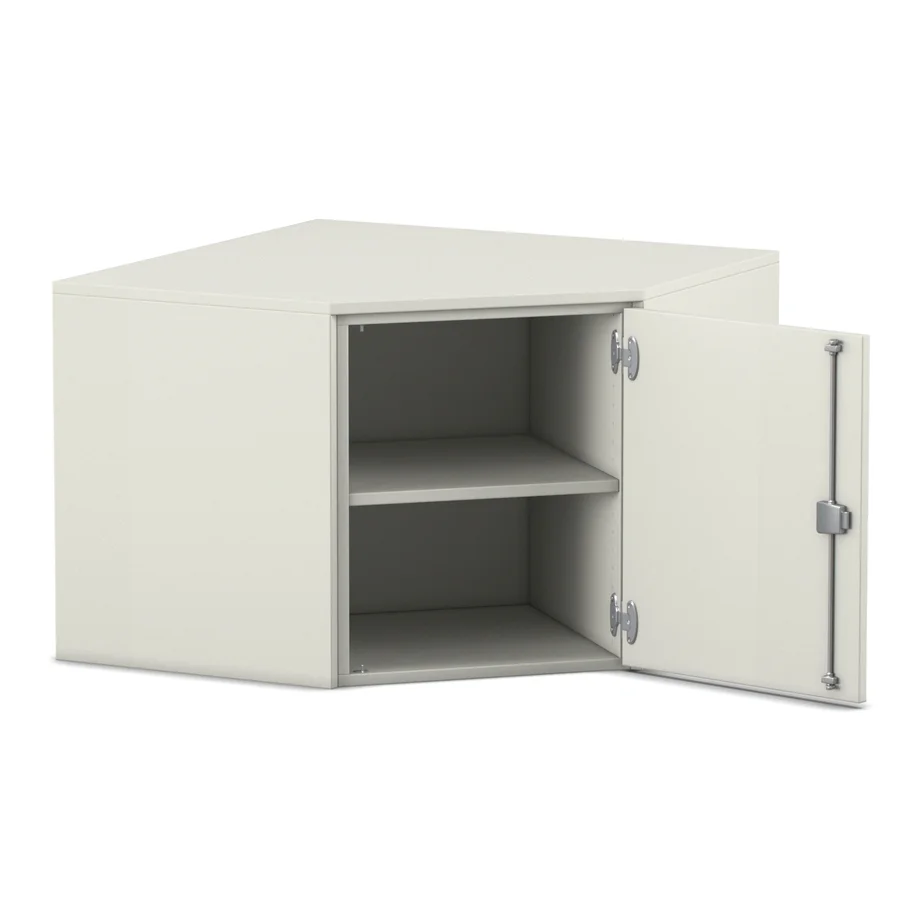 Schrank, Aufbewahrung, zwei Regale, Metall-Scharnier, weißer Schrank