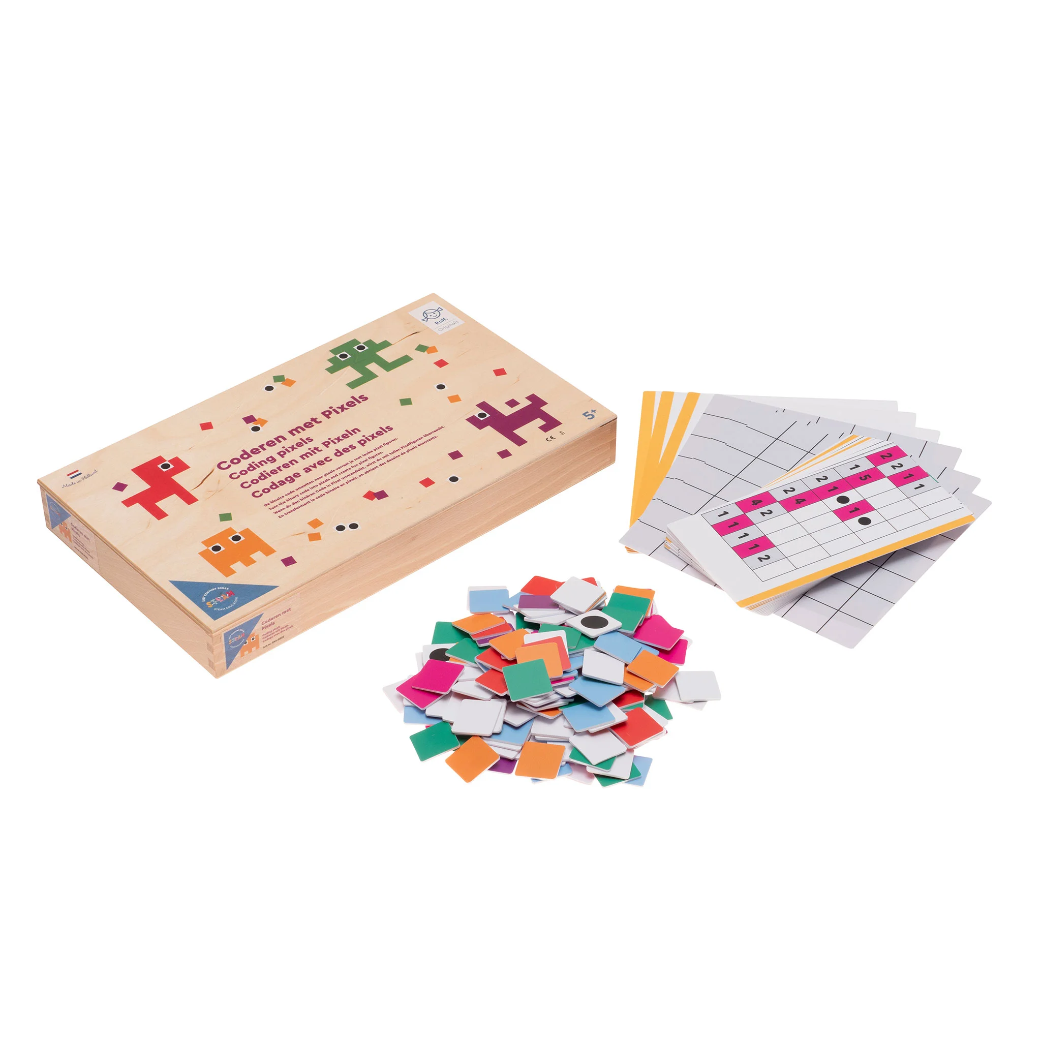 Puzzle, Farbige Fliesen, Gitter-Karten, Holzkiste, Pixelspiel