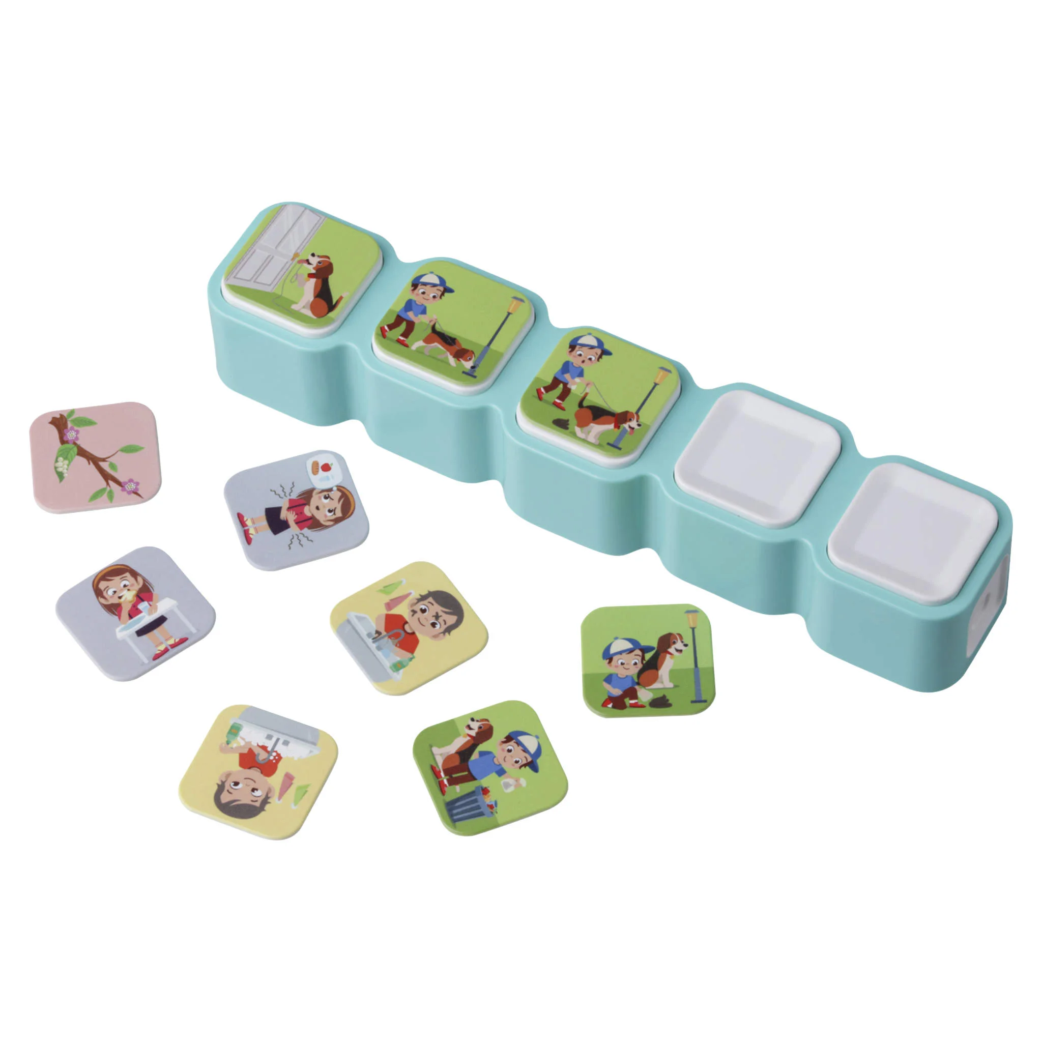 Spielset, Lernspiele, Holzspiele, Stapelwürfel, Farbige Quadrate