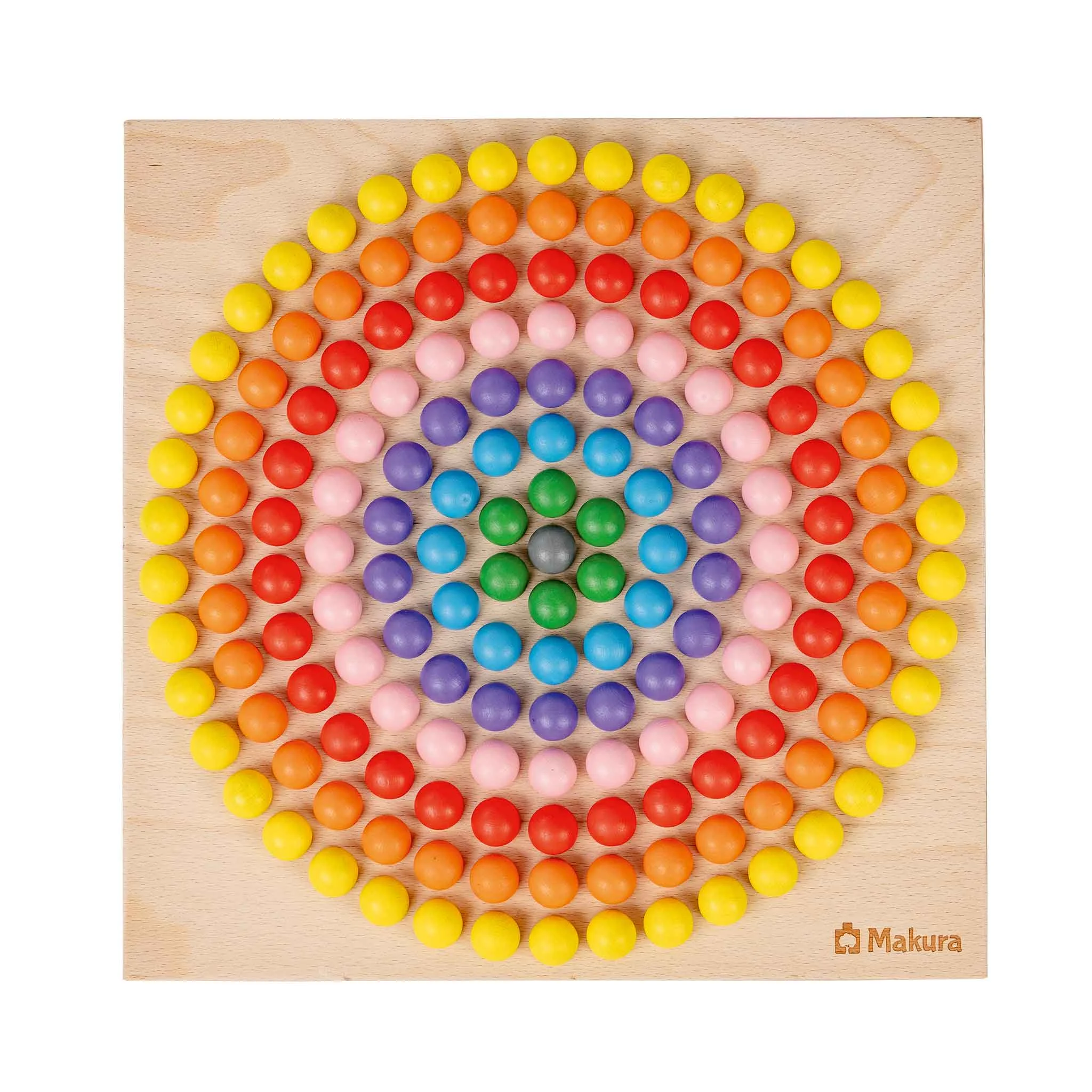Holzspielplatte, Perlenset, Bunte Kugeln, Pyramide, Mosaik