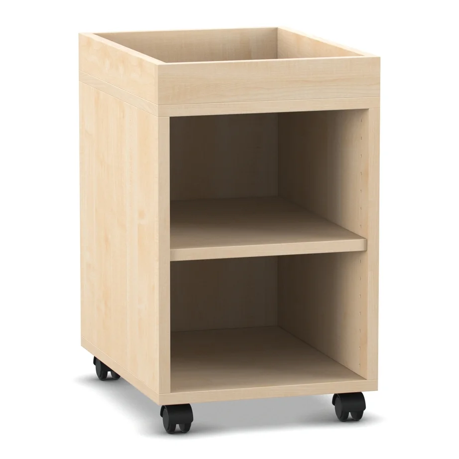 Beistelltisch, Rolltisch, Holzkorpus, Kiefernholz, Offenes Regal
