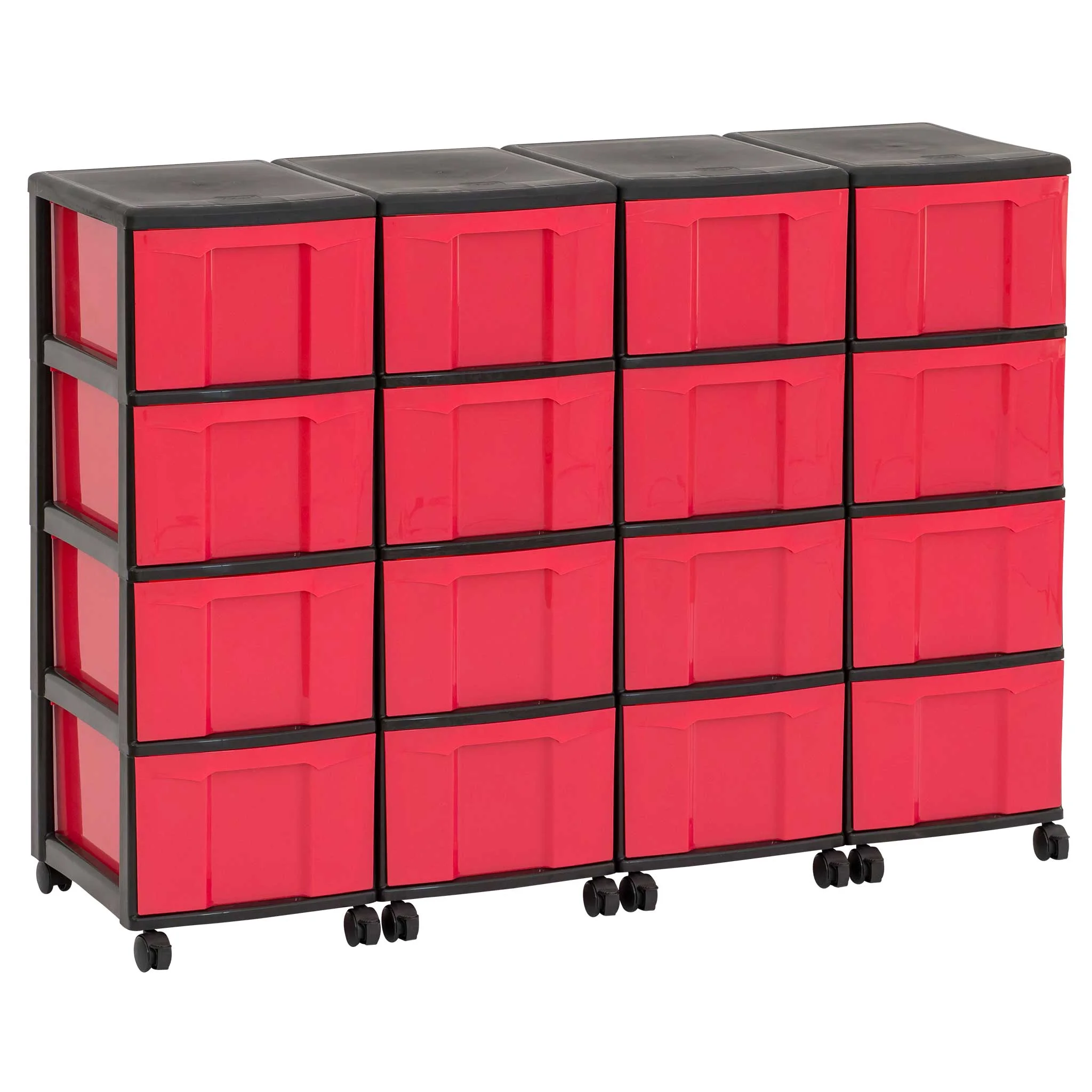 Aufbewahrungsboxen, Kasten, Rollsystem, Rot, Stapelbar