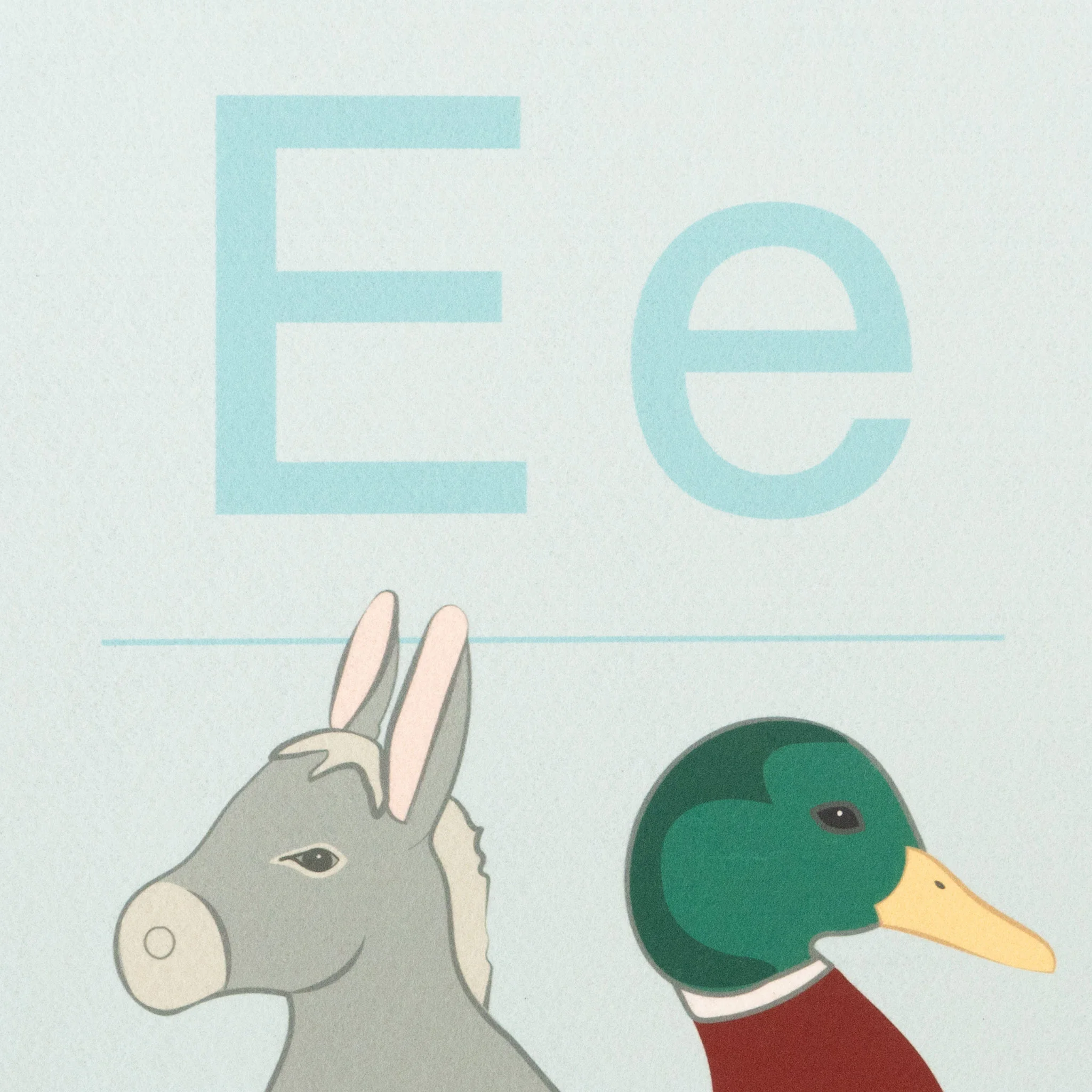 Esel, Ente, Tierillustration, Tiermotiv, Kinderposter