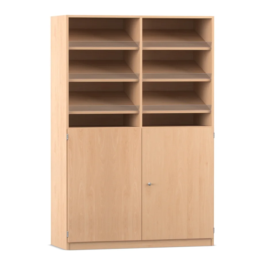 Küchenschrank, Aufbewahrungsschrank, Holzregal, Schrank mit zwei Türen, offene Regale