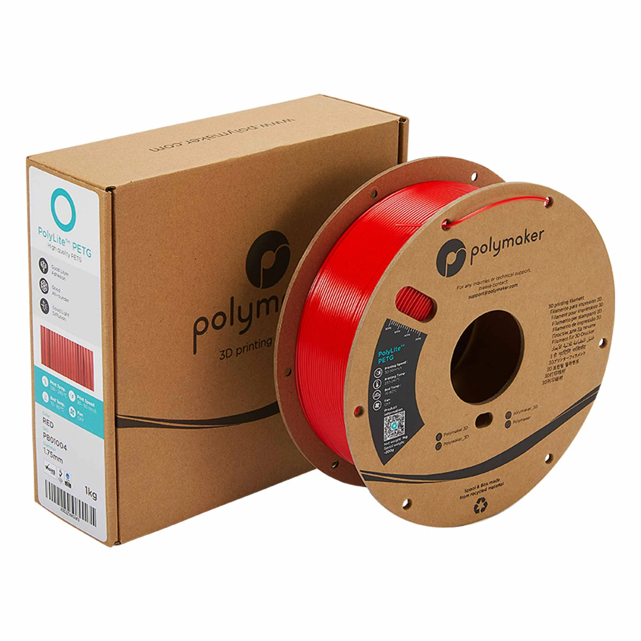 3D-Druck Filament, Rotes Filament, PLA, Spule, PolyMaker