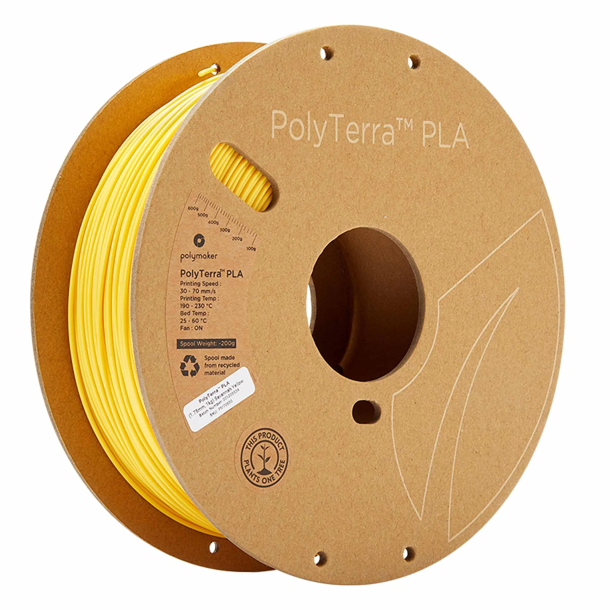 3D-Druck Filament, PLA Filament, PolyTerra PLA, Gelber Filament, Spule