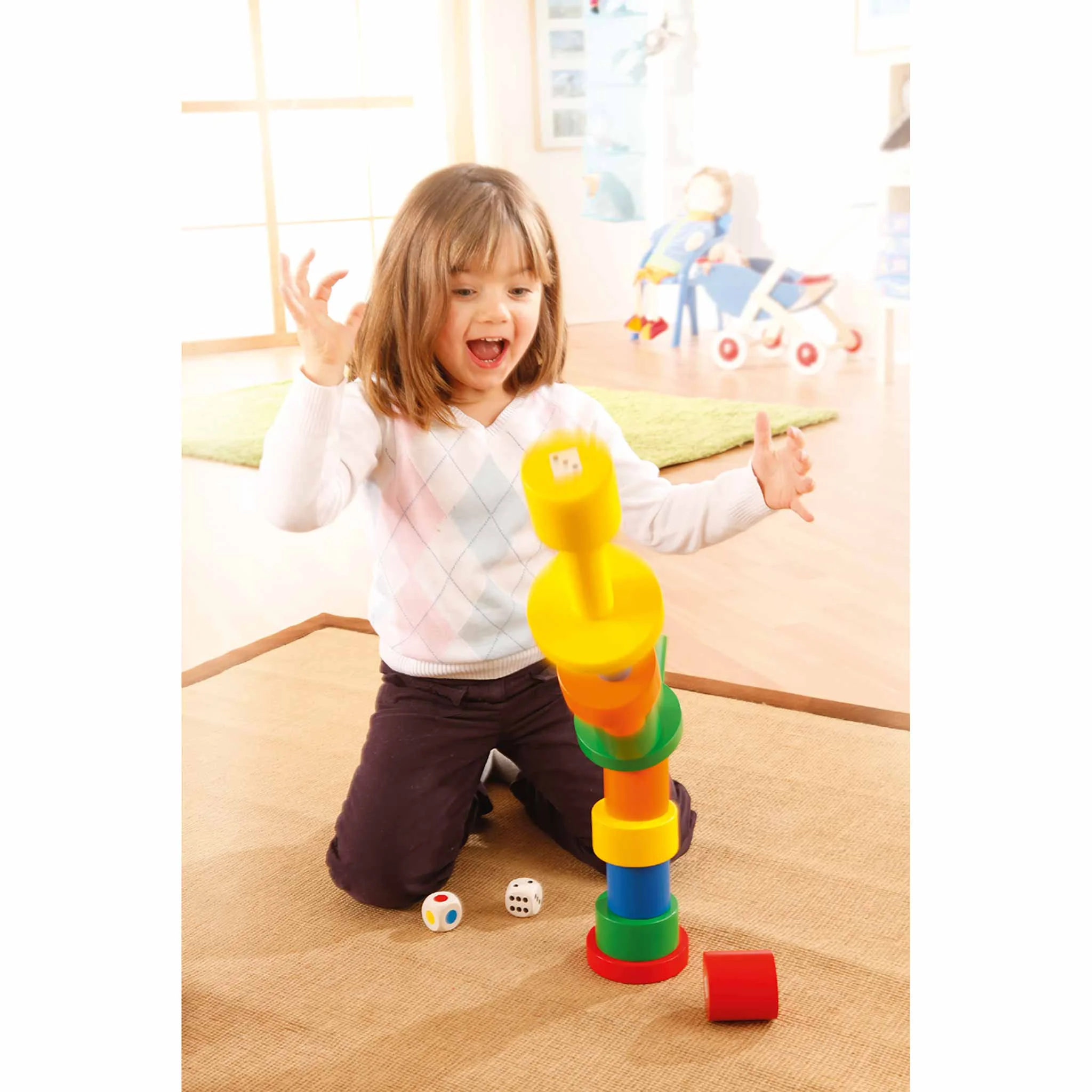 Kugelstapel, Sortierturm, Kinder-Spielzeug, Würfel, Farbenstapeln