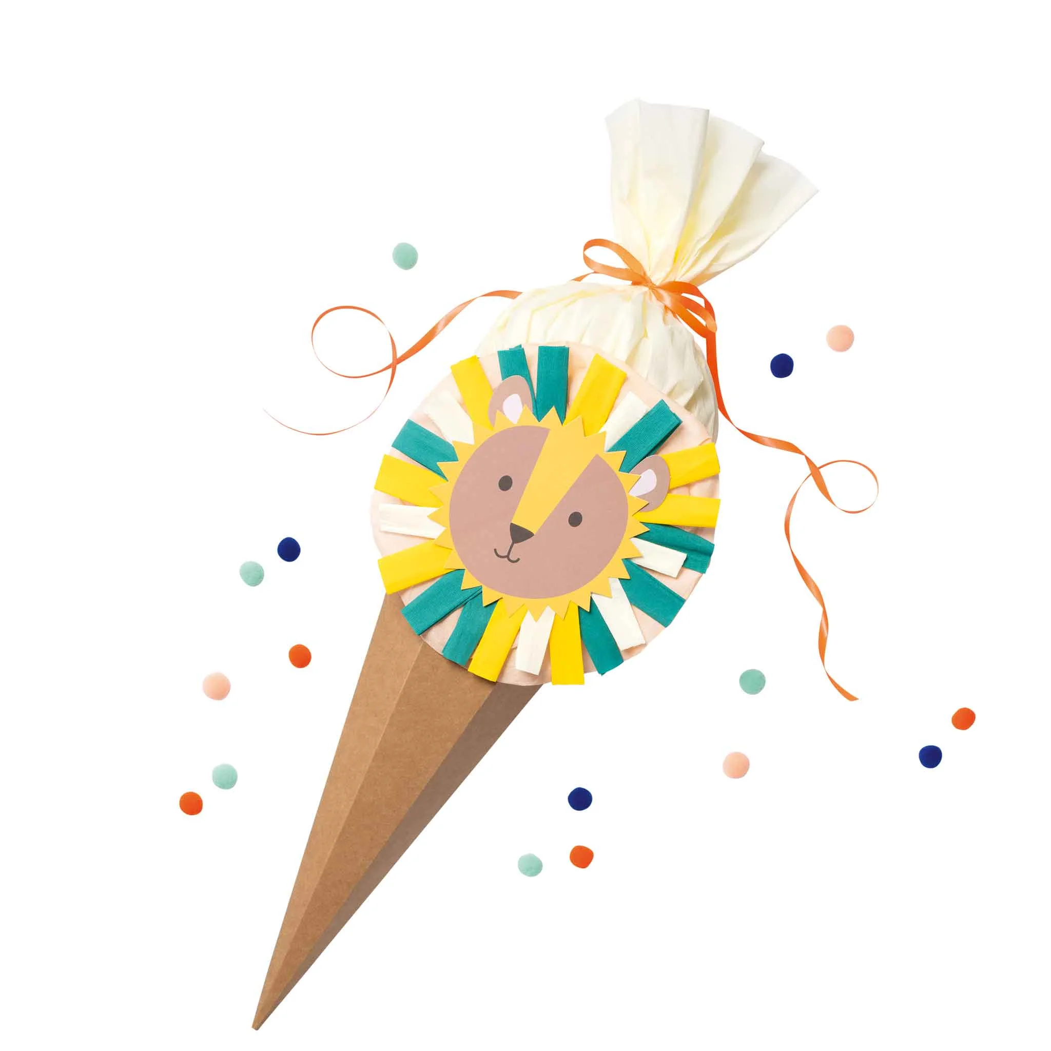 Eistüte, Leo, Papierdekoration, Konfetti, Kindergeburtstag