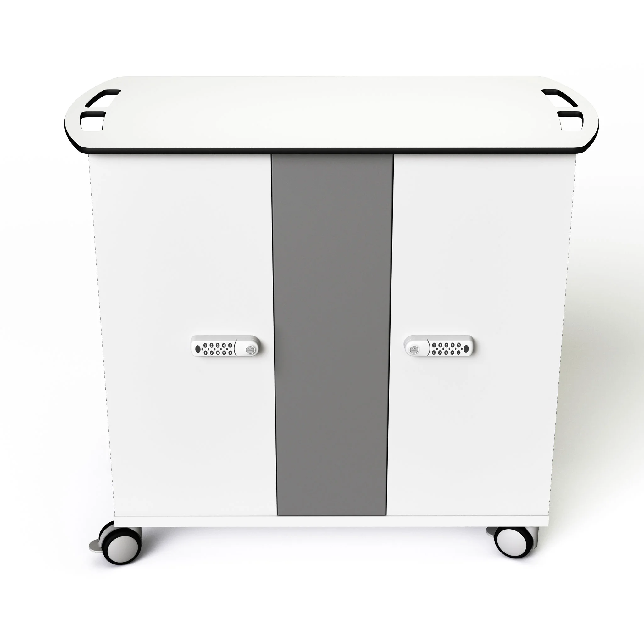 Medizinschrank, medizinischer Wagen, schließbare Schubladen, graues Mittelpanel, Räder