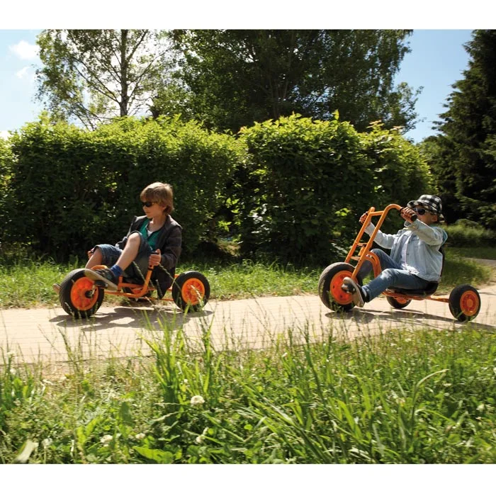 Kettcar, Pedalcar, Oranger Rahmen, Zweisitzer, Outdoor-Spielzeug