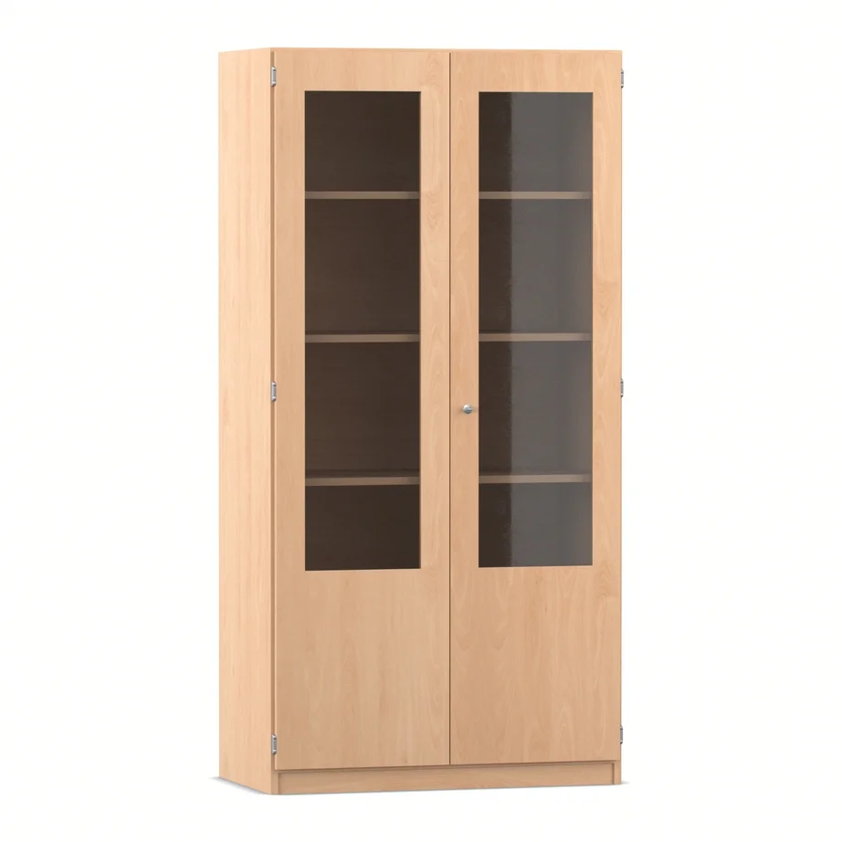 Vitrinenschrank, Holzschrank, Glaskabinett, Zweitürig, Regal