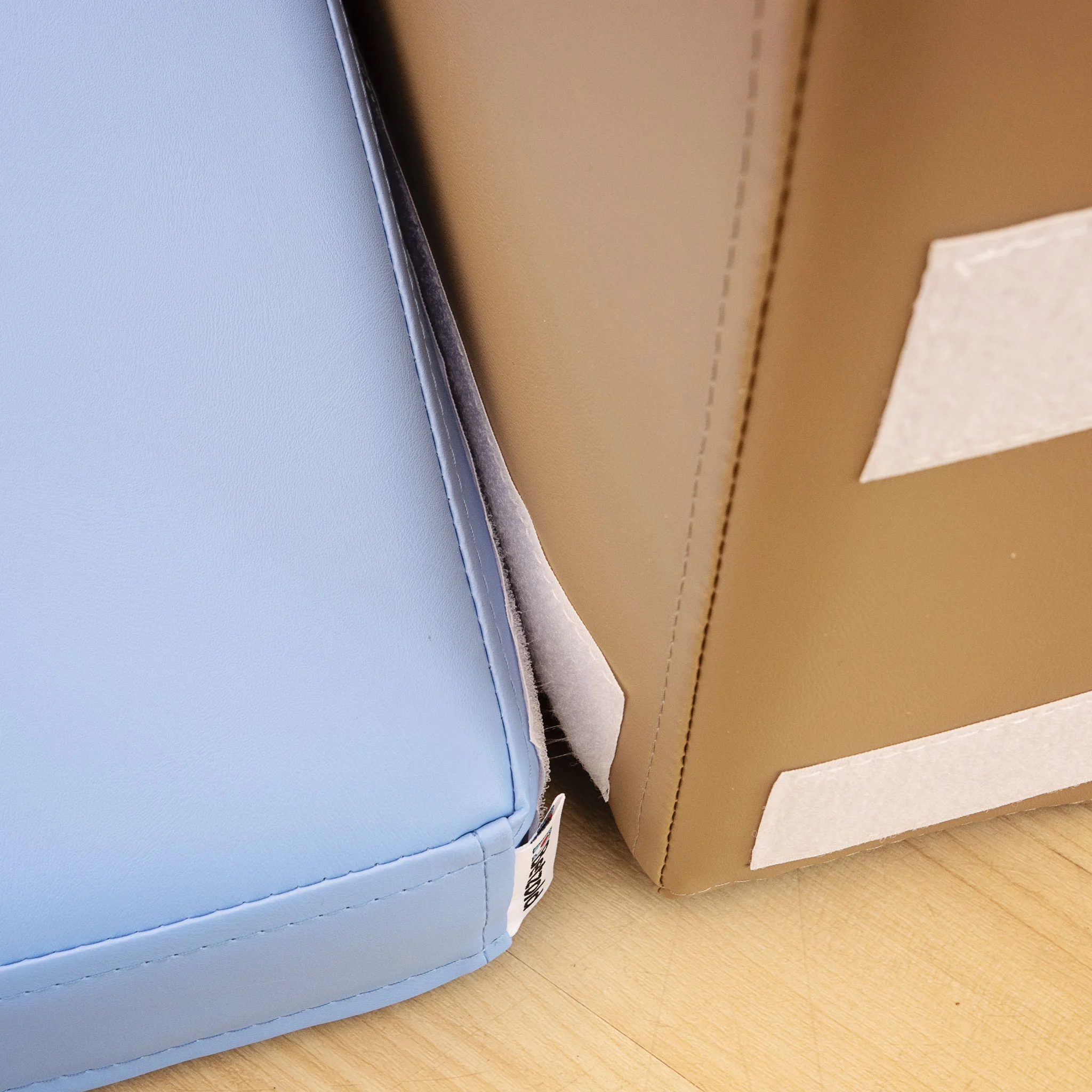 Leder, Blaue Tasche, Beutel, Reißverschluss, Farbblock