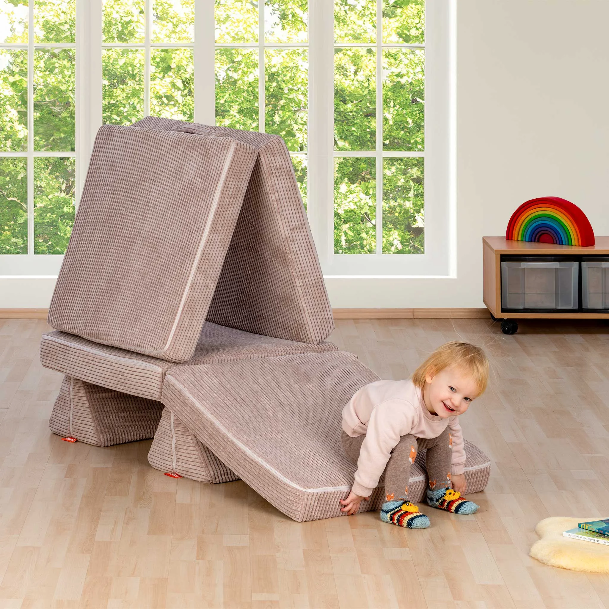 weiche Möbel, kinder Spiel, Schaumstoffmatte, geriffelte Oberfläche, neutrales Beige