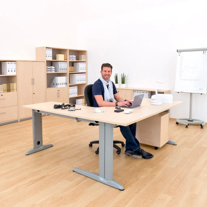 schreibtisch, büro, pult, computer, stuhl