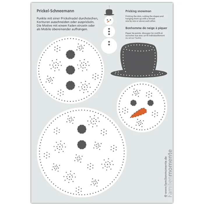 Prickel-Vorlagen Schneemann-Mobile